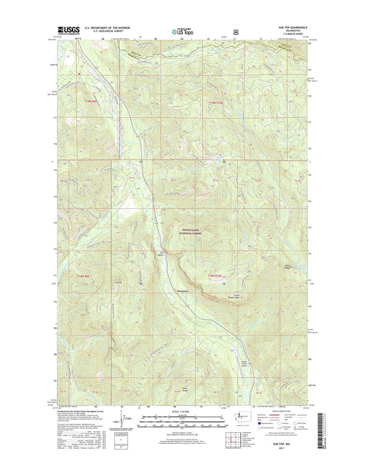 Sun Top Washington US Topo Map Image