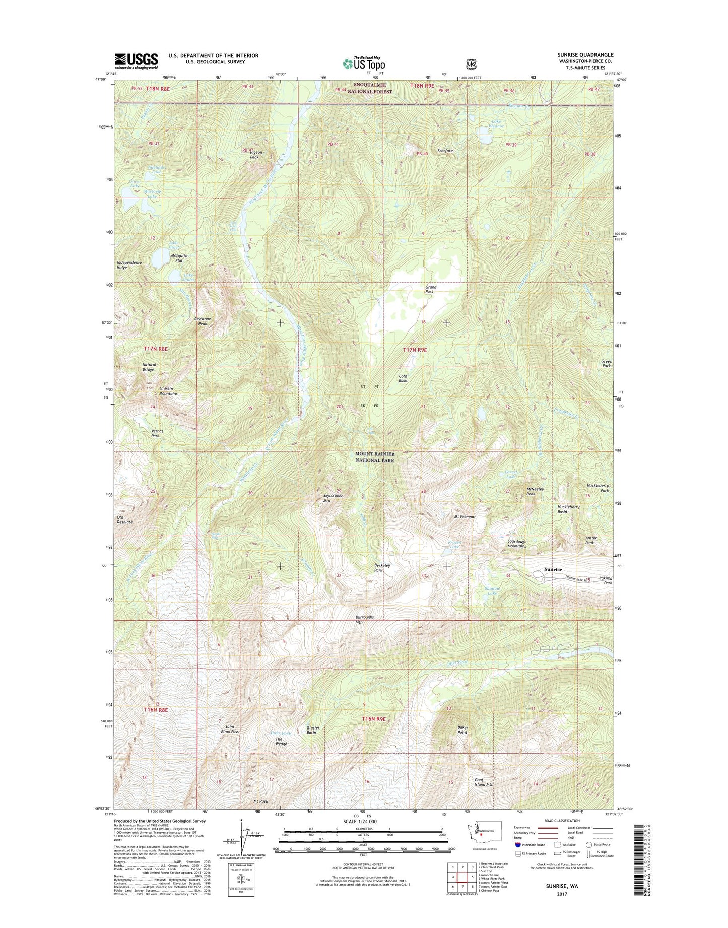 Sunrise Washington US Topo Map Image