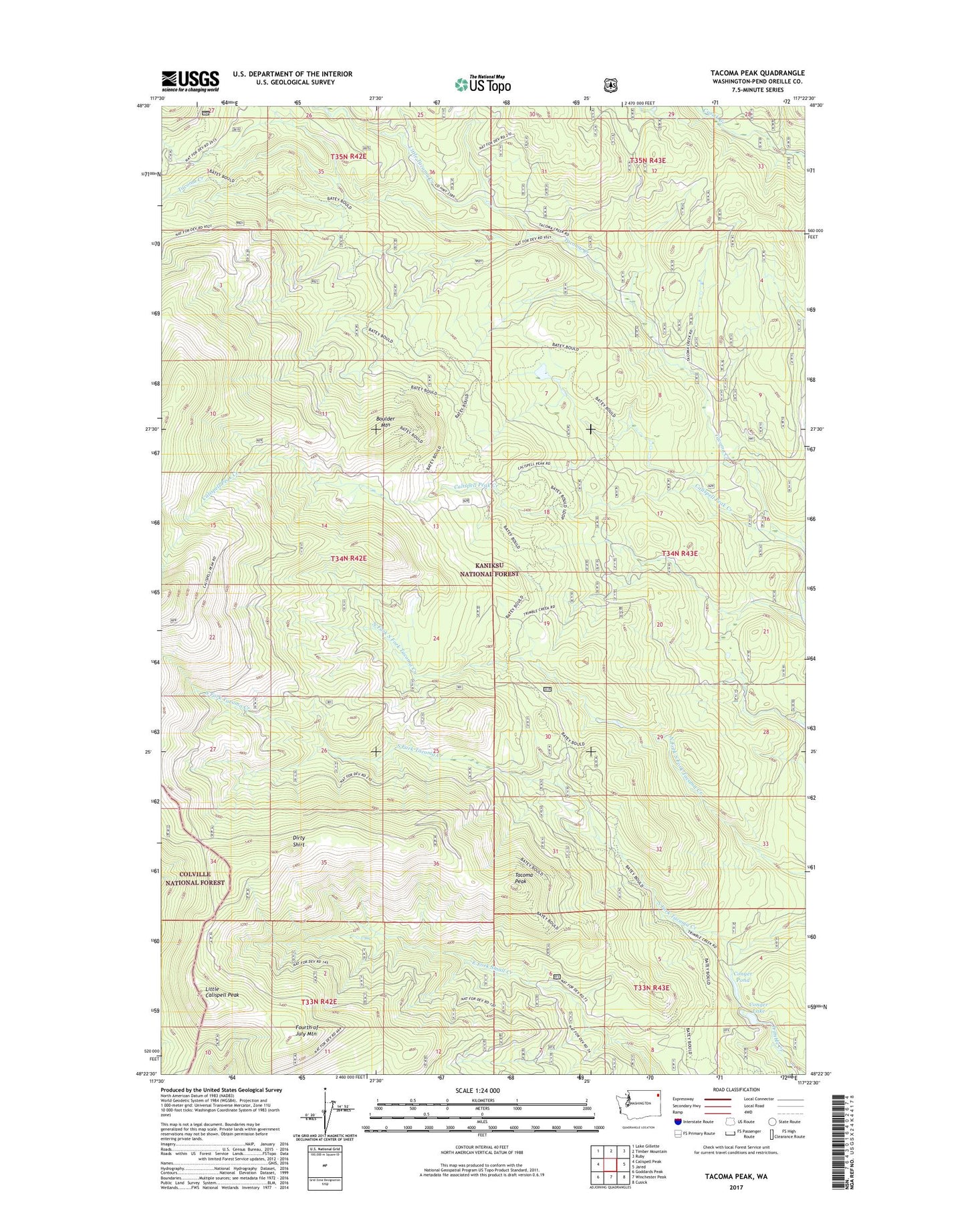 Tacoma Peak Washington US Topo Map Image
