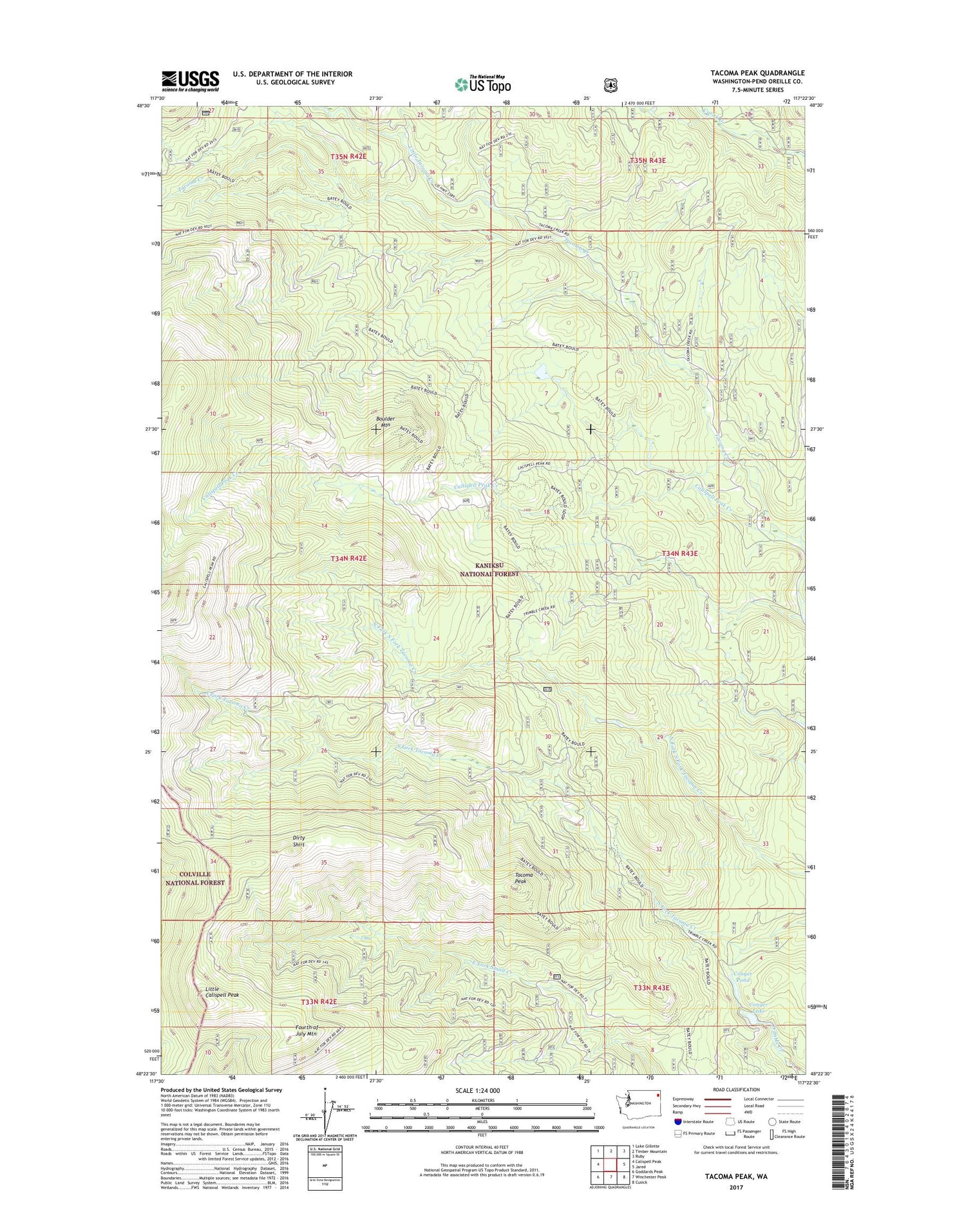 Tacoma Peak Washington US Topo Map Image