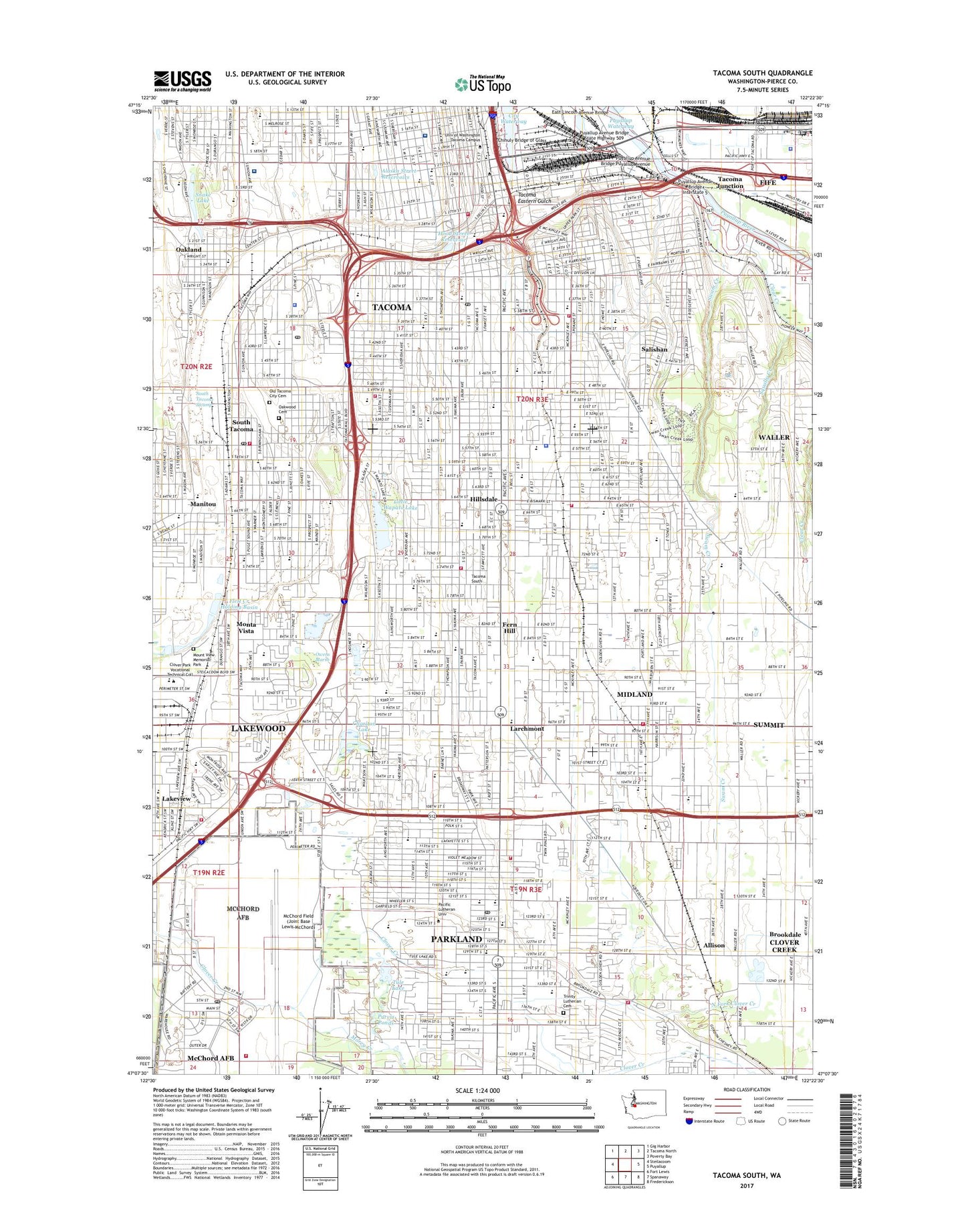Tacoma South Washington US Topo Map Image