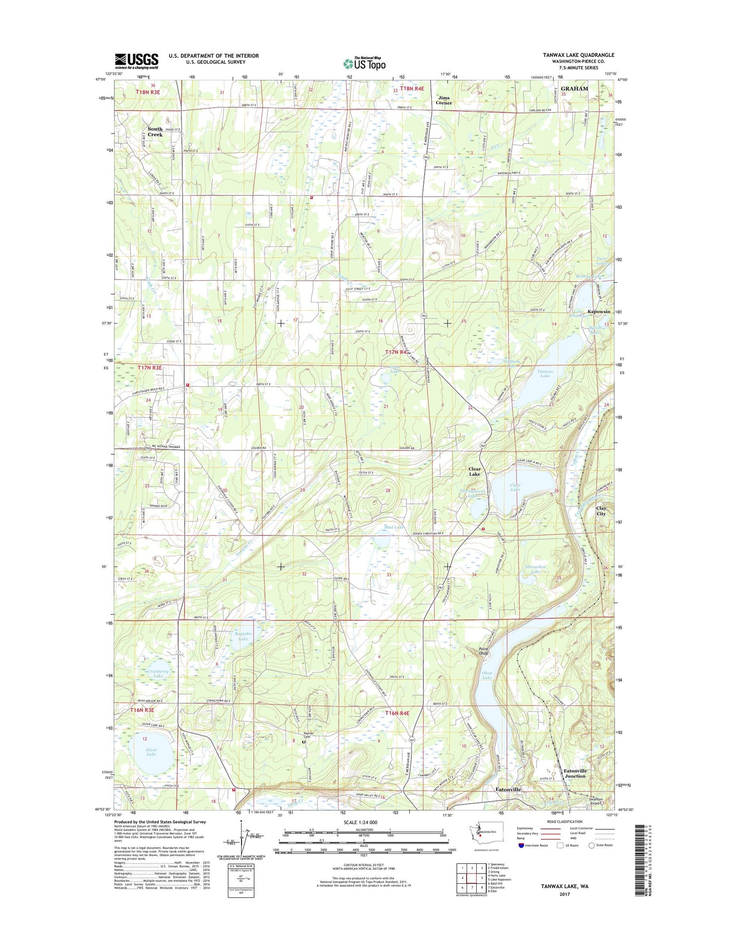 Tanwax Lake Washington US Topo Map Image