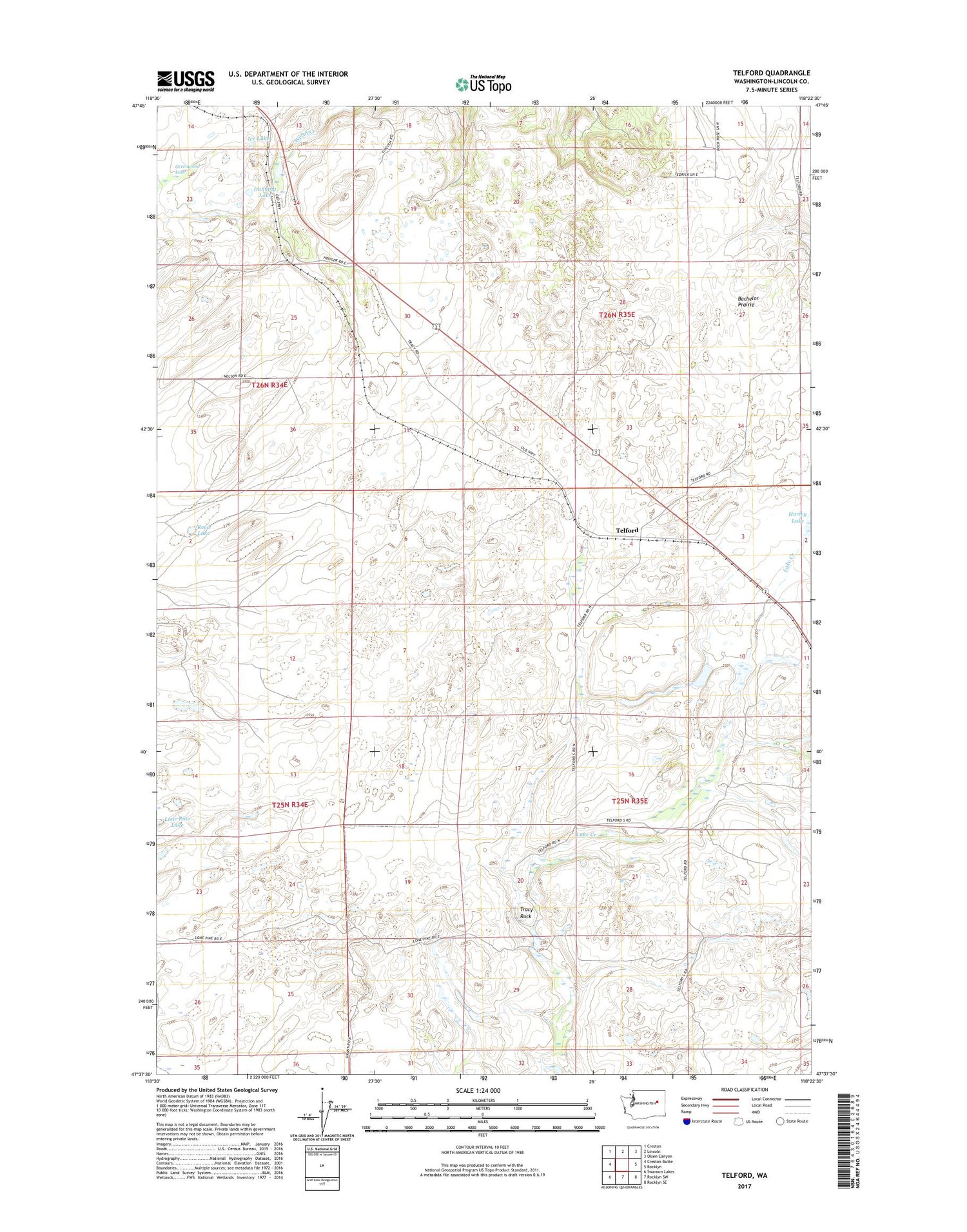 Telford Washington US Topo Map Image