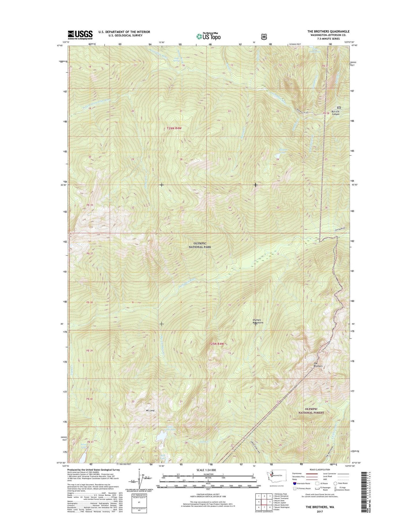 The Brothers Washington US Topo Map Image
