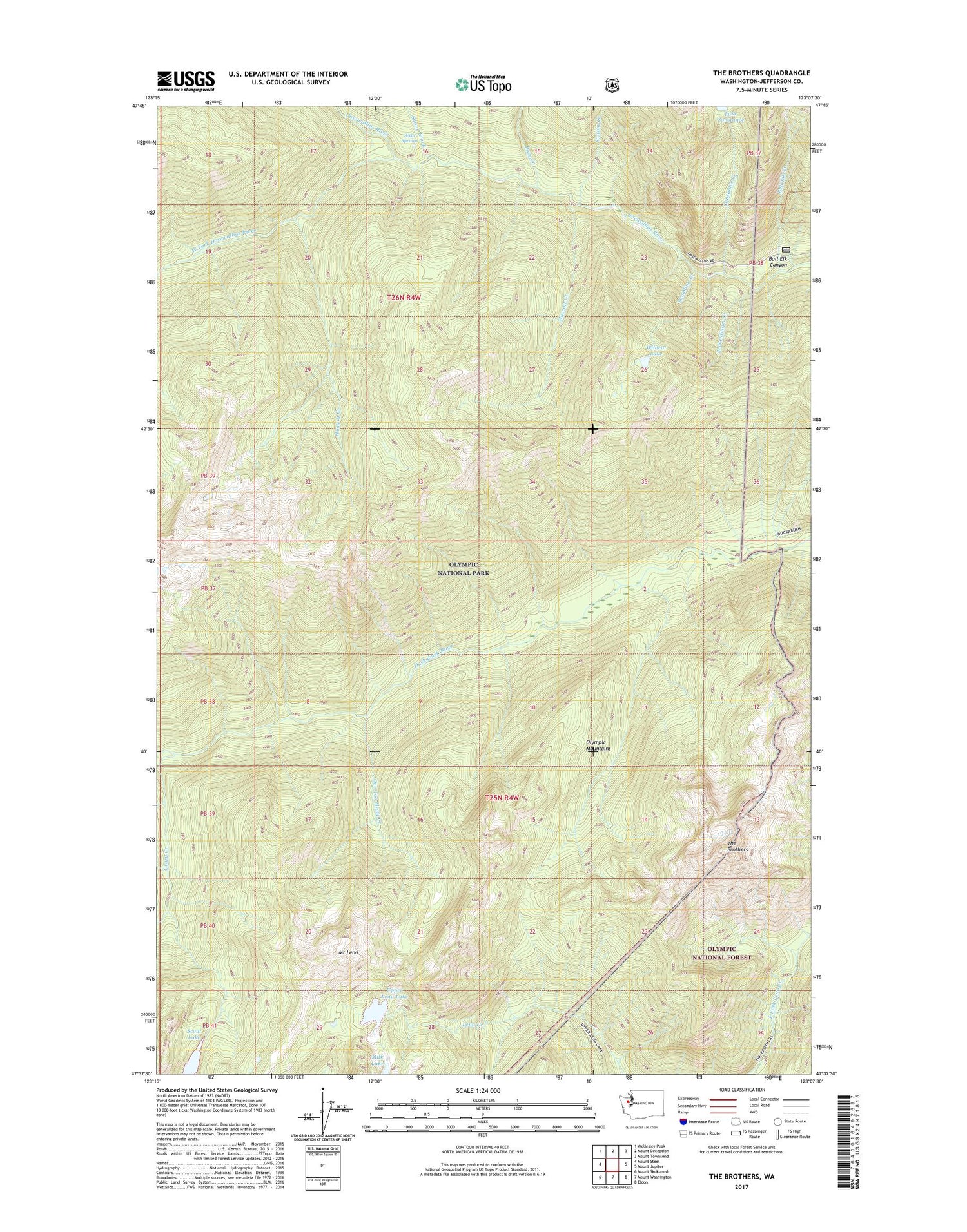 The Brothers Washington US Topo Map Image