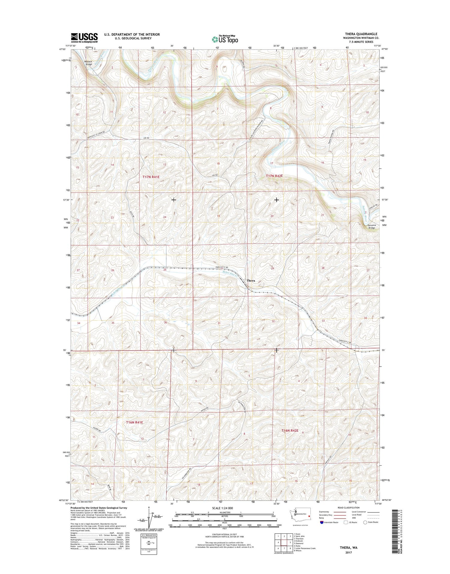 Thera Washington US Topo Map Image