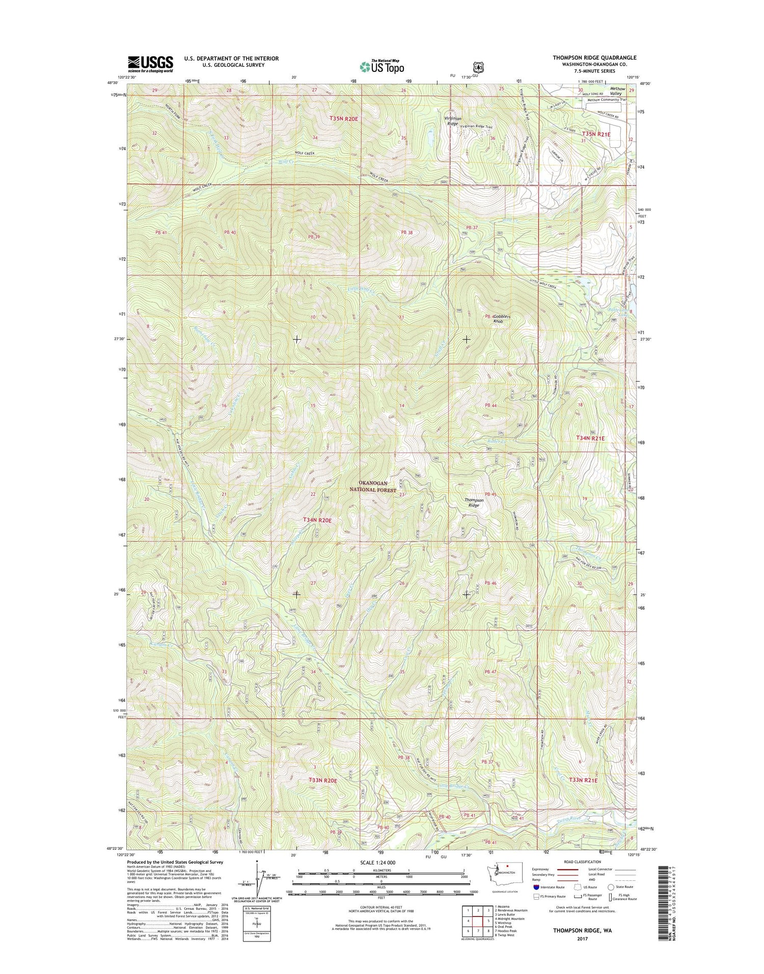 Thompson Ridge Washington US Topo Map Image