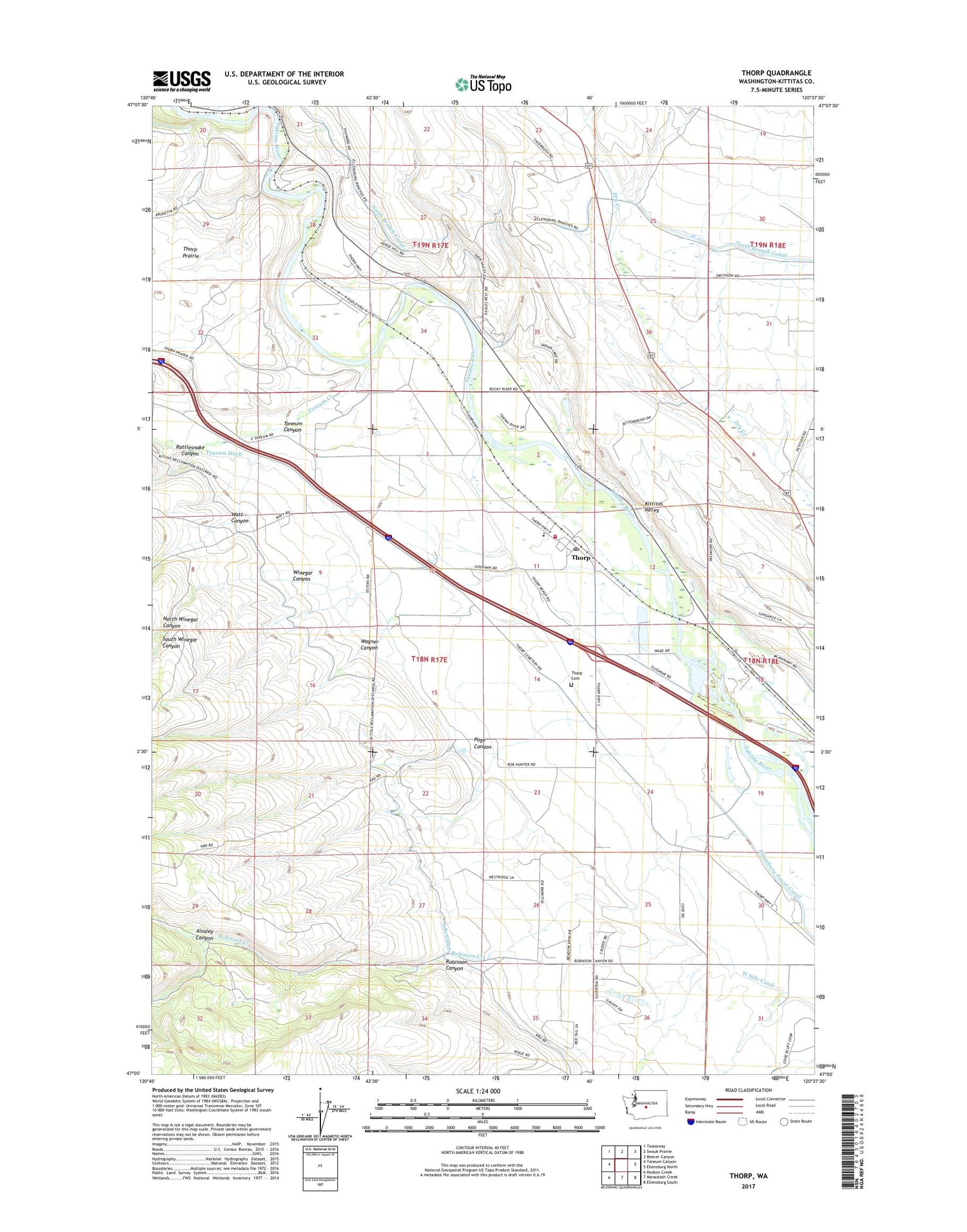 Thorp Washington US Topo Map Image