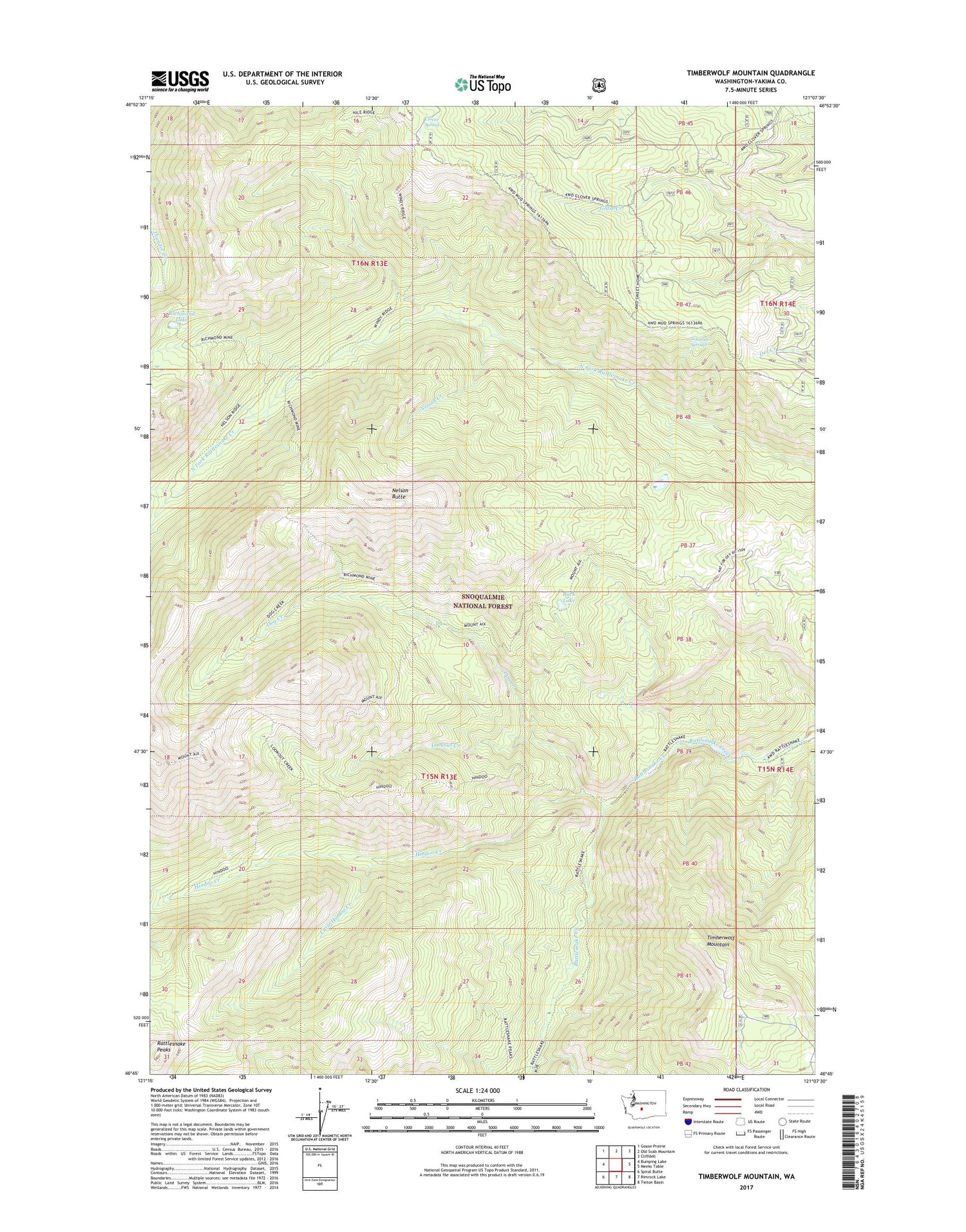 Timberwolf Mountain Washington US Topo Map Image