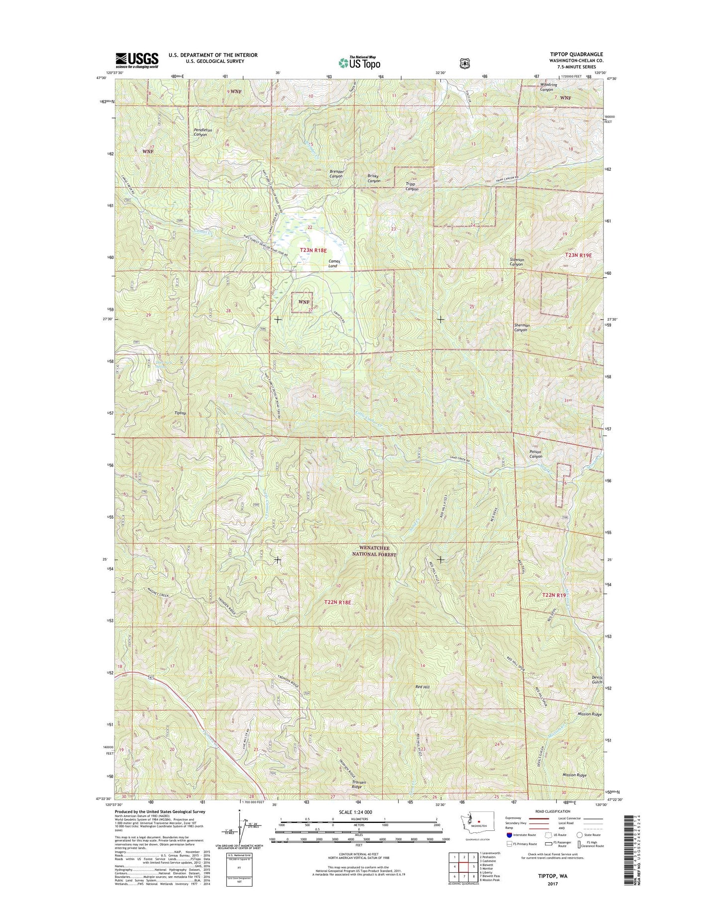 Tiptop Washington US Topo Map Image