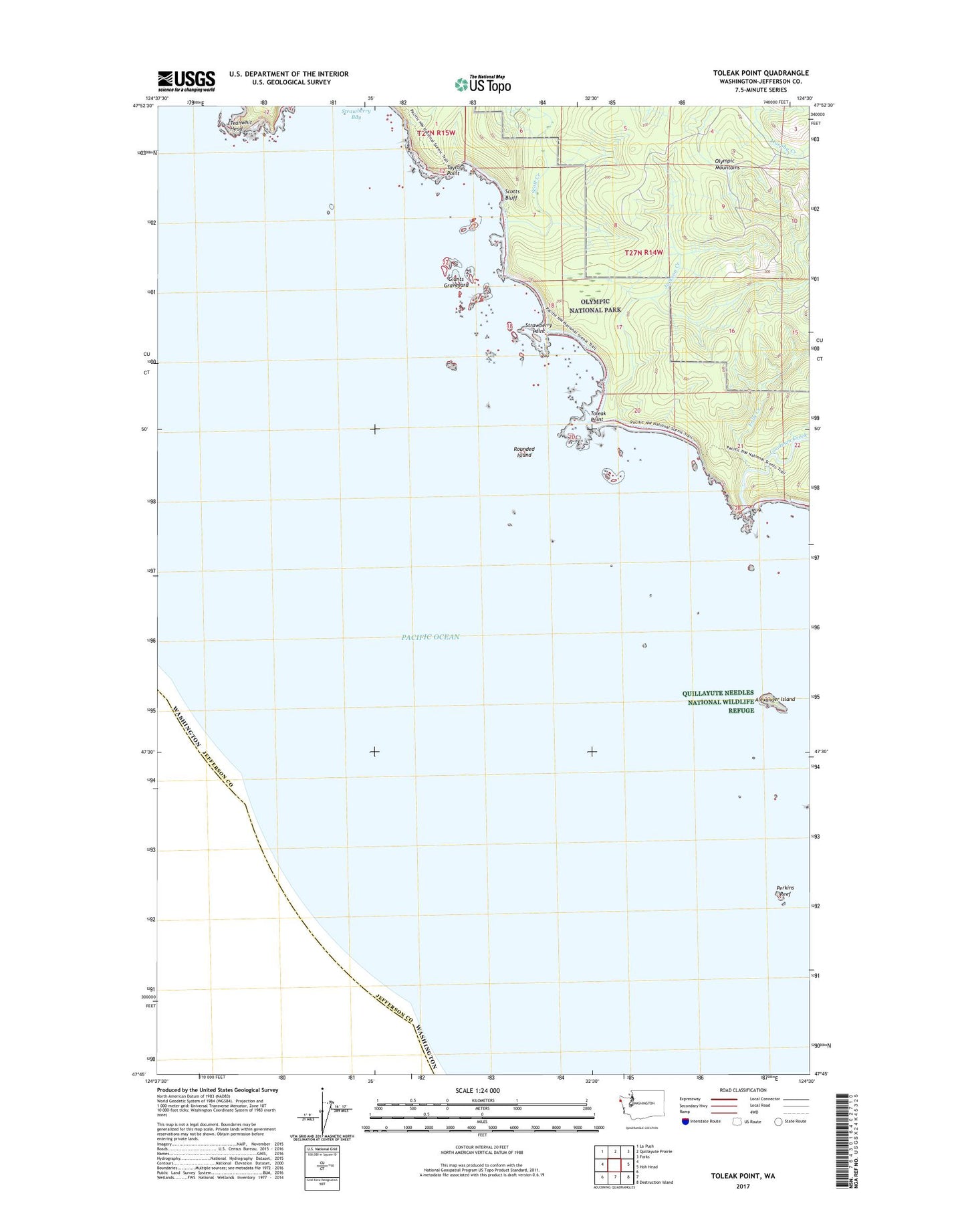 Toleak Point Washington US Topo Map Image