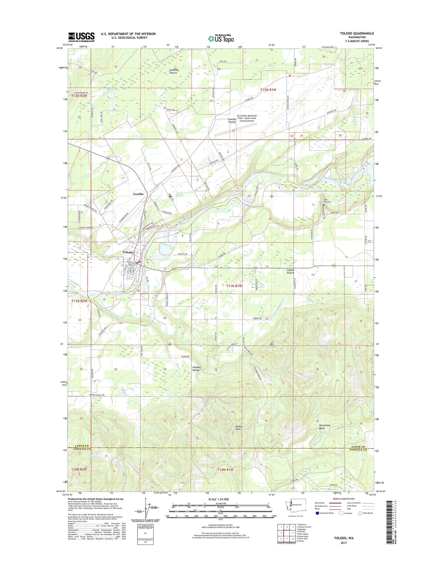 Toledo Washington US Topo Map Image
