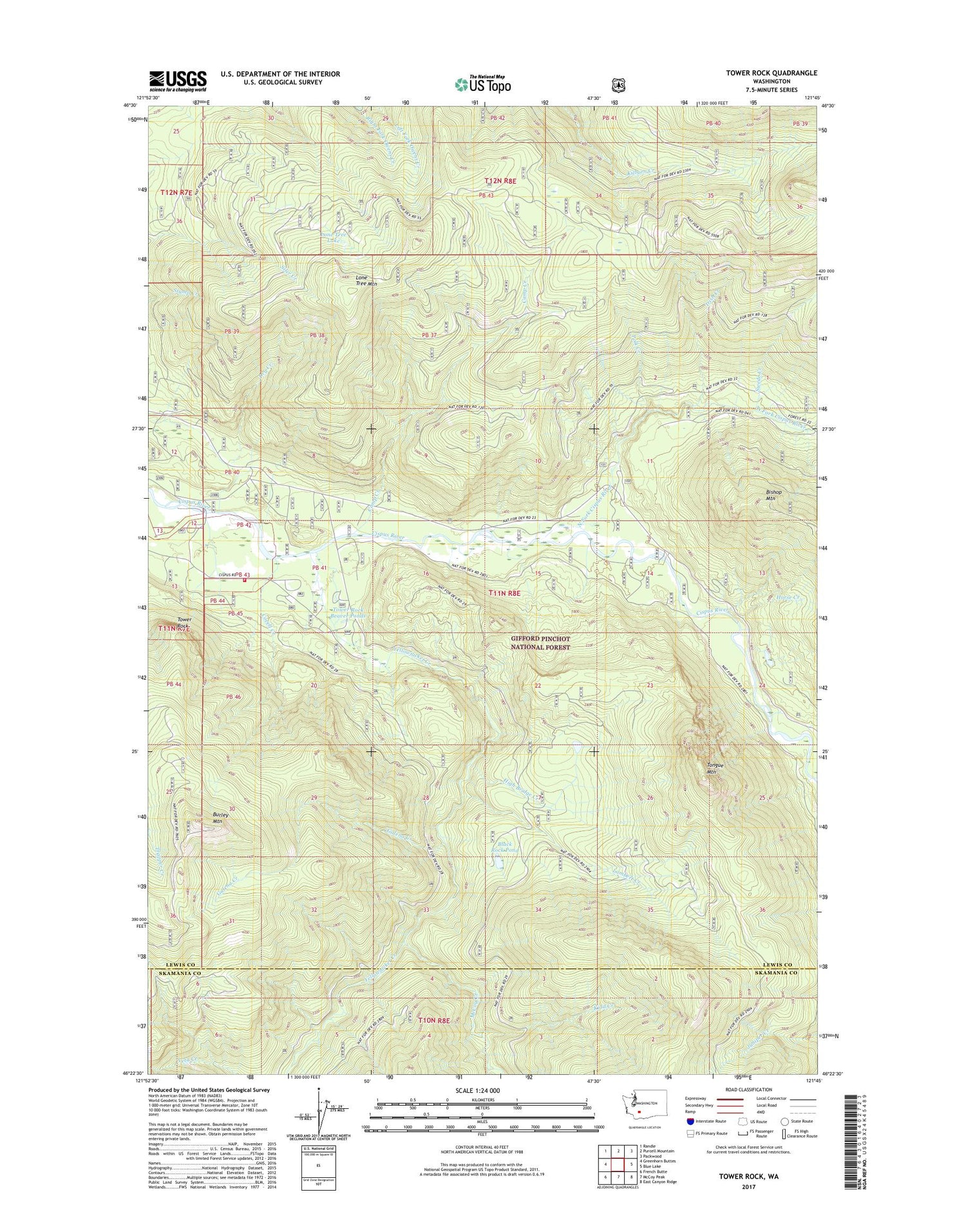 Tower Rock Washington US Topo Map Image