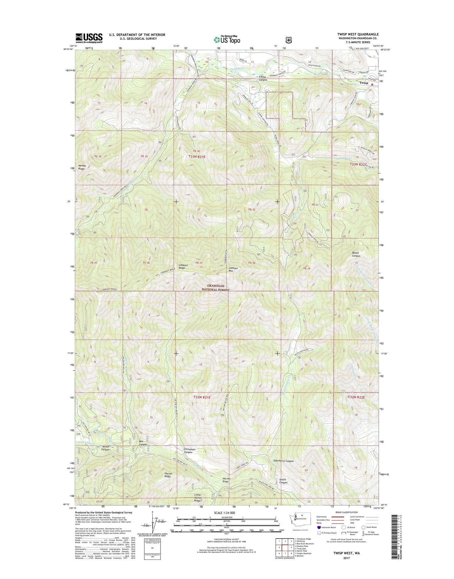 Twisp West Washington US Topo Map Image
