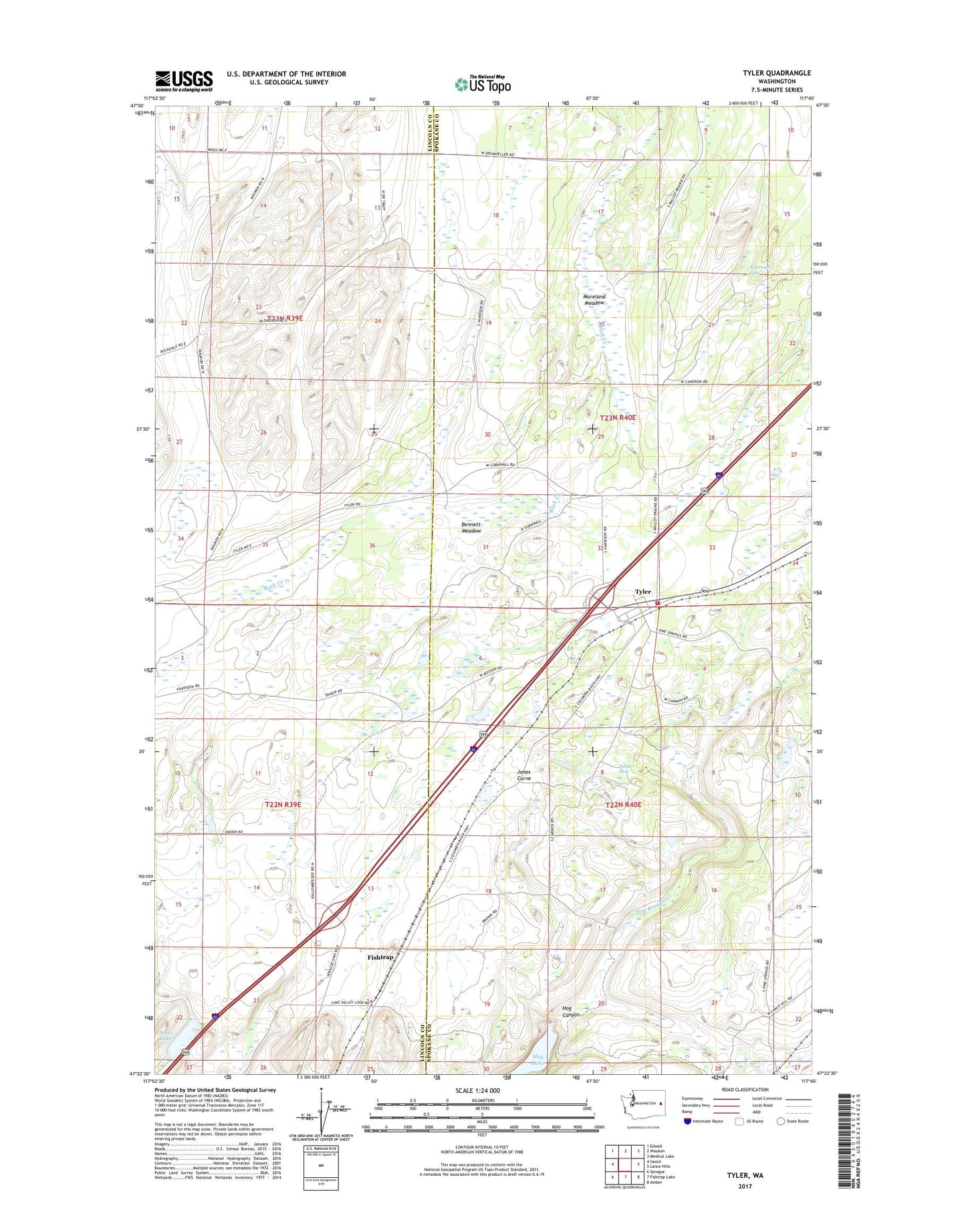 Tyler Washington US Topo Map Image