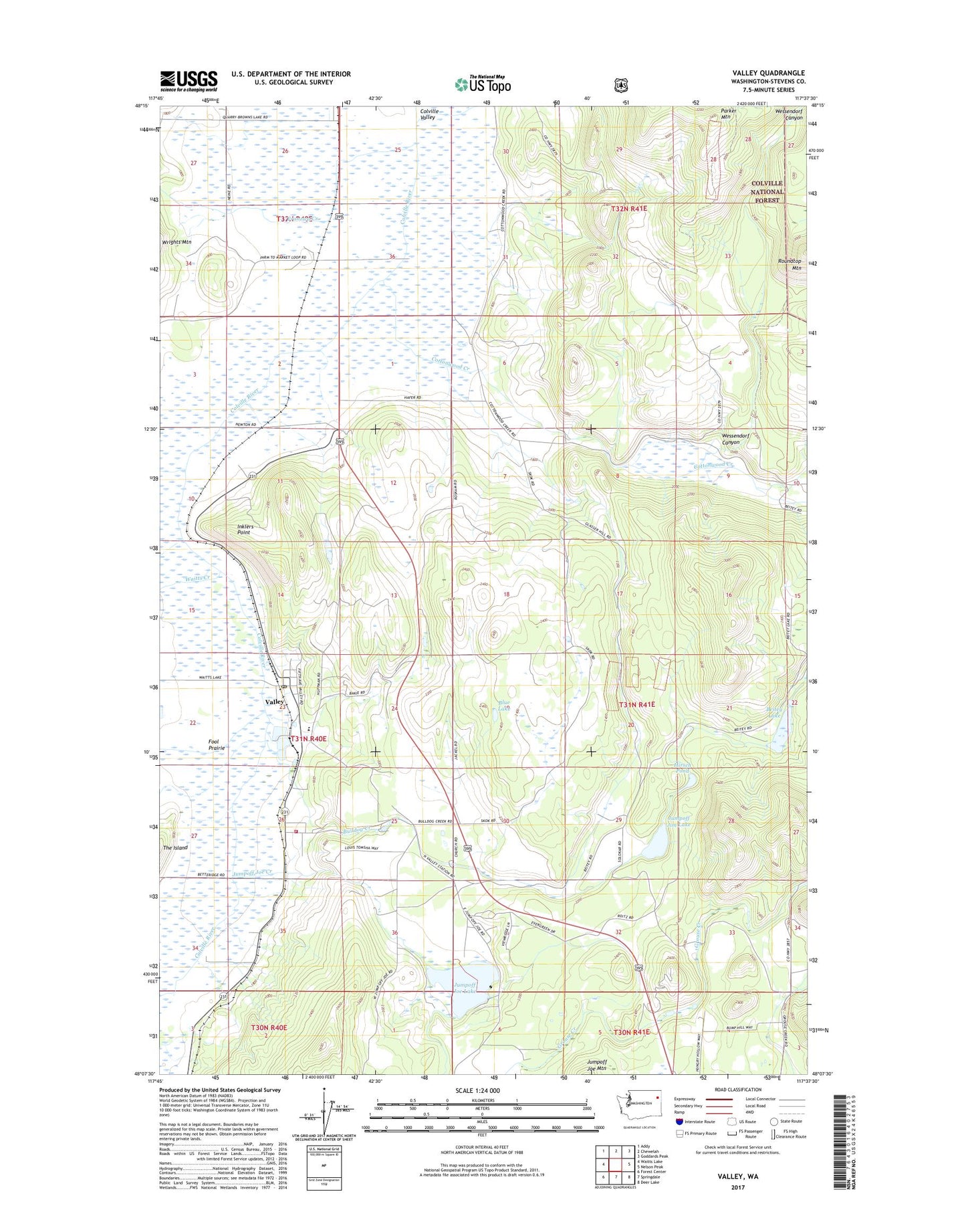 Valley Washington US Topo Map Image