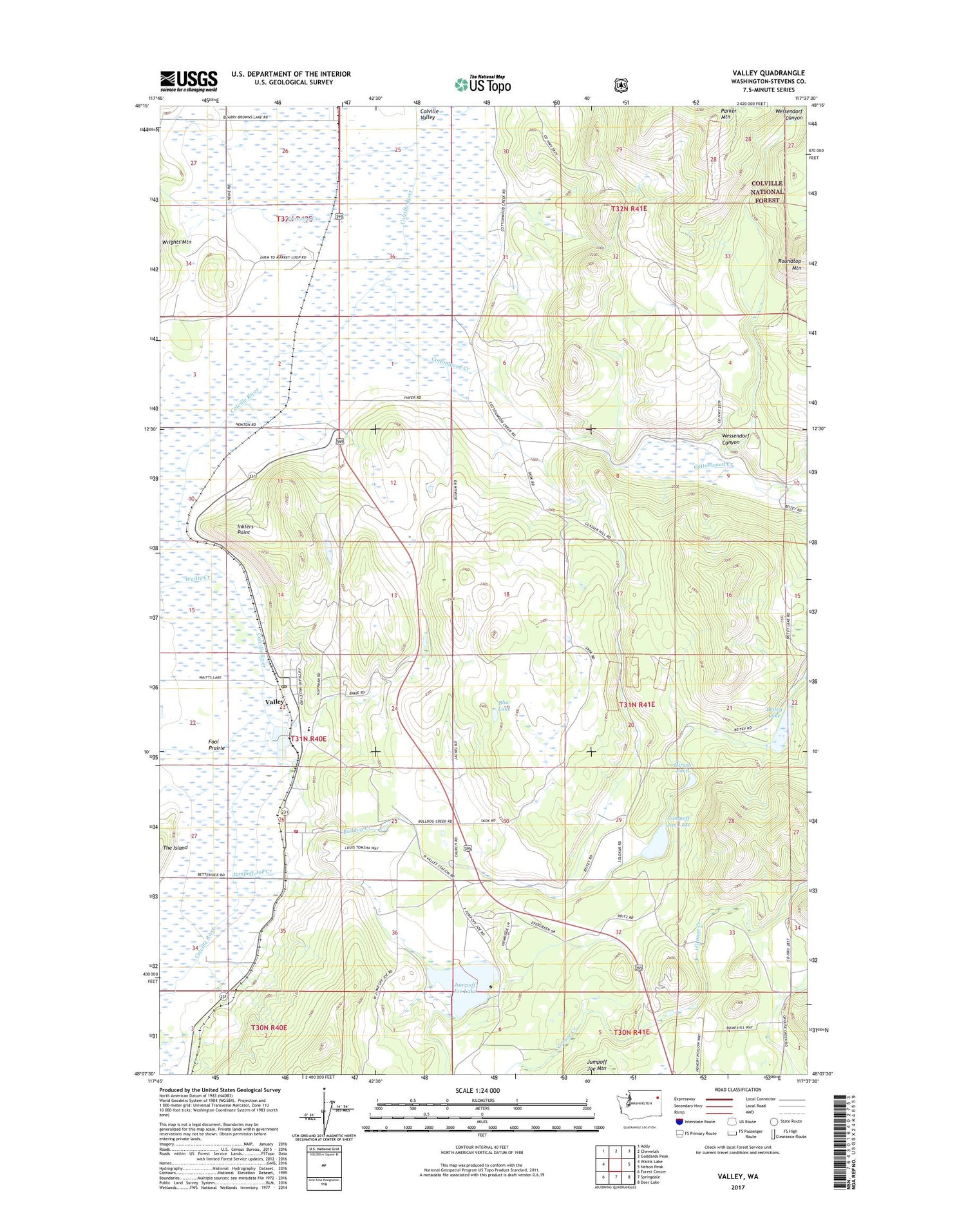 Valley Washington US Topo Map Image