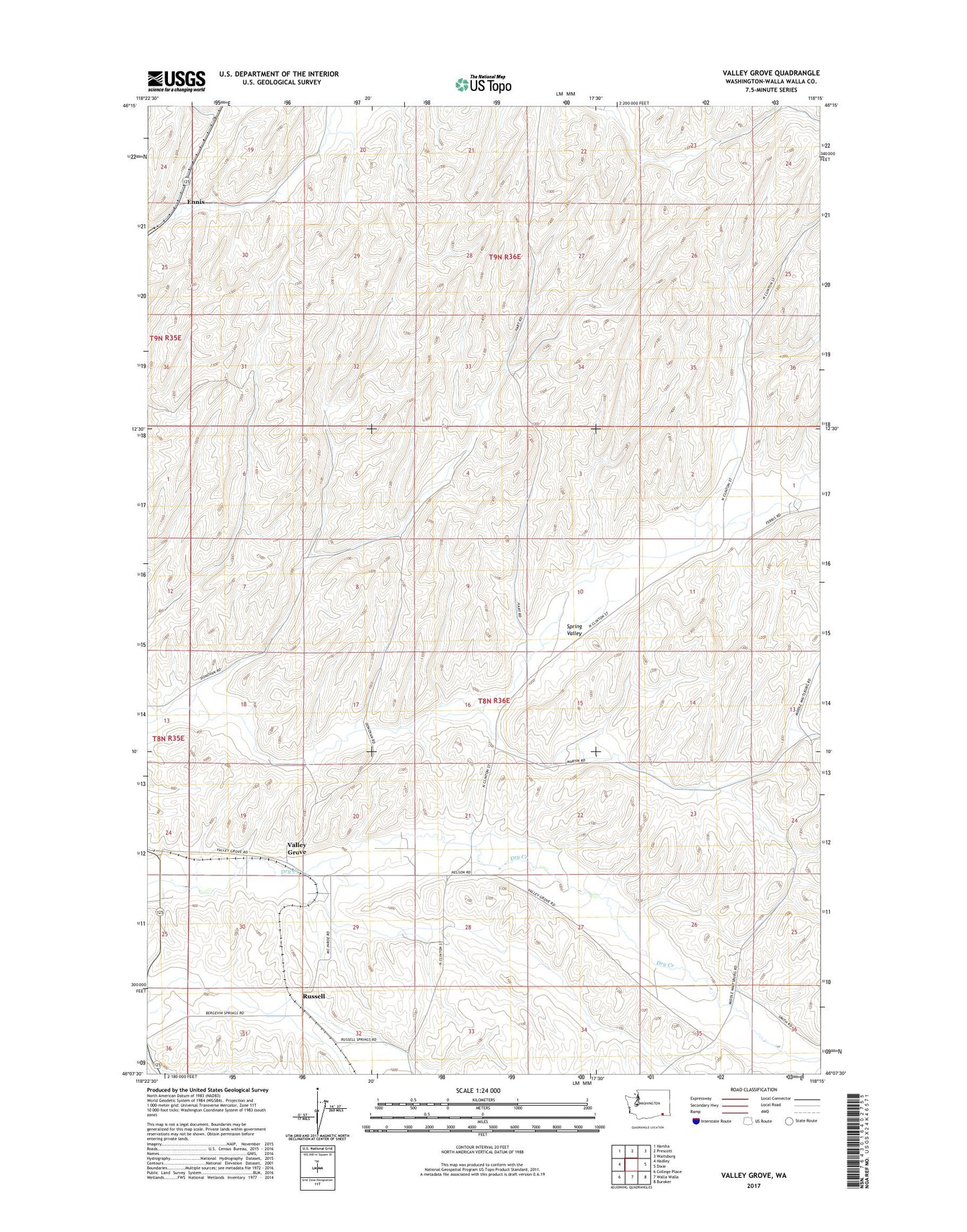 Valley Grove Washington US Topo Map Image