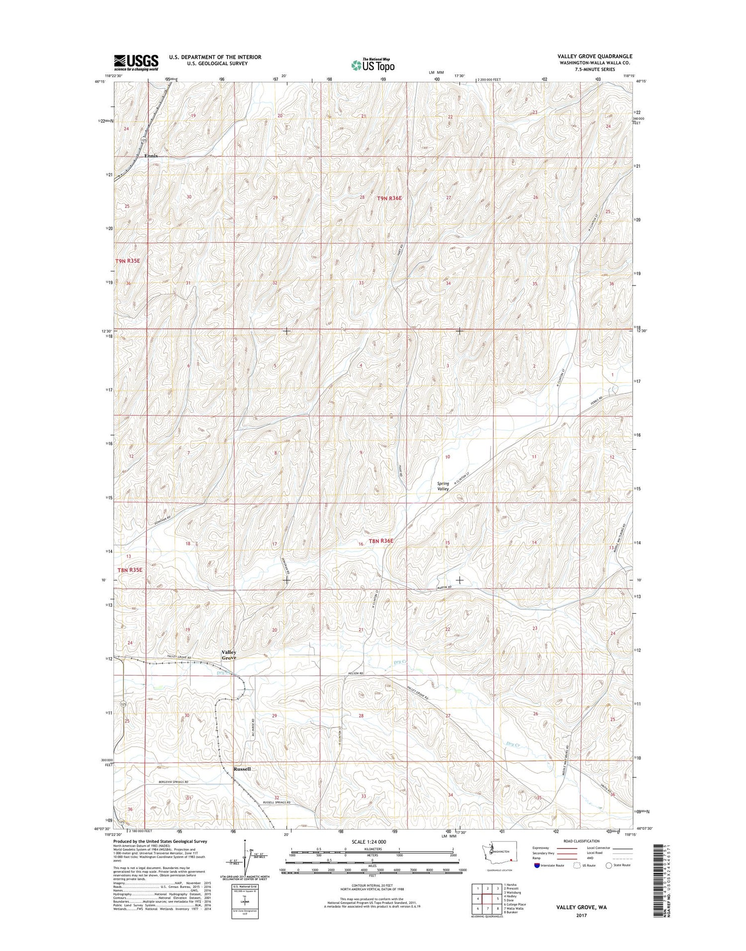 Valley Grove Washington US Topo Map Image