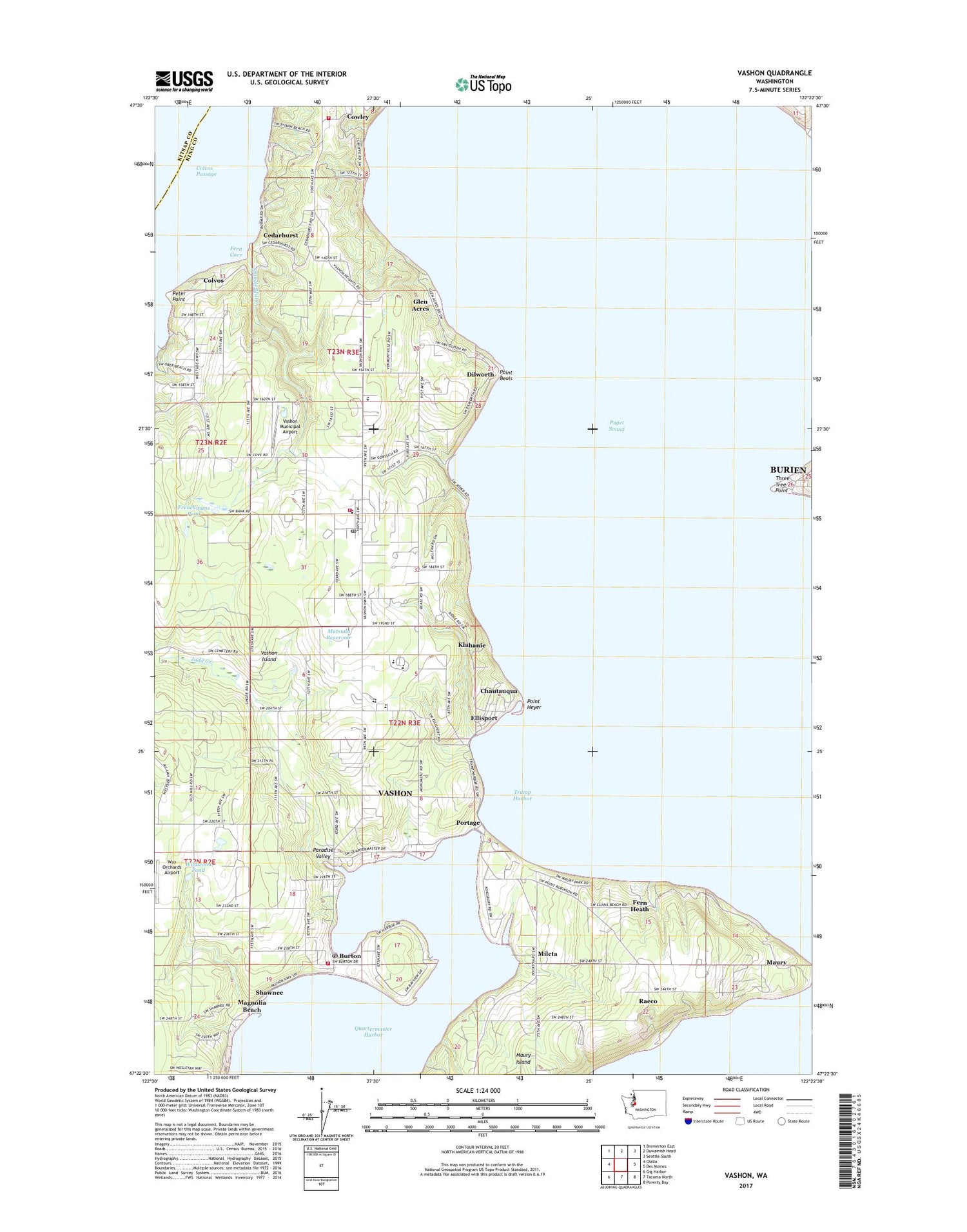 Vashon Washington US Topo Map Image
