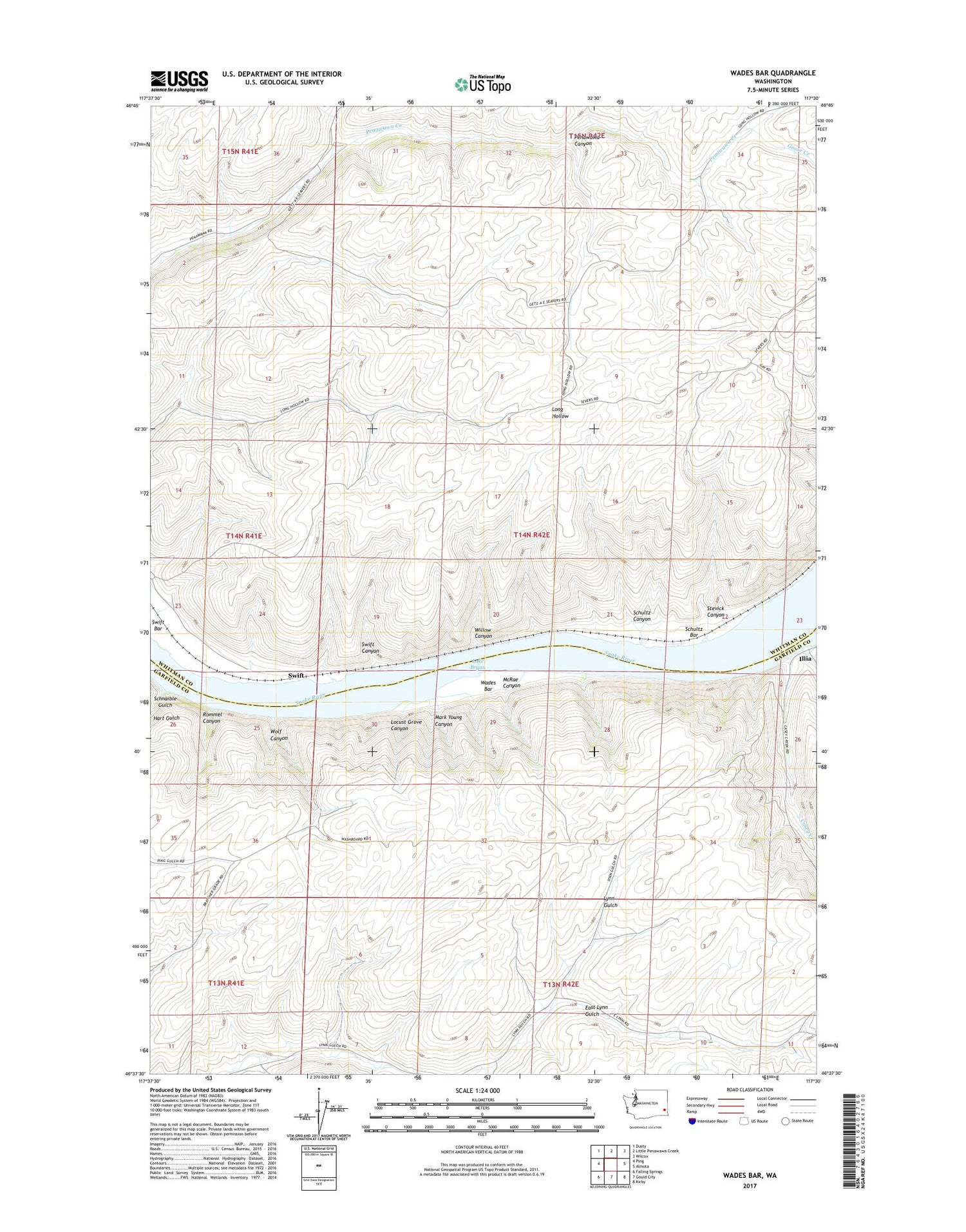 Wades Bar Washington US Topo Map Image