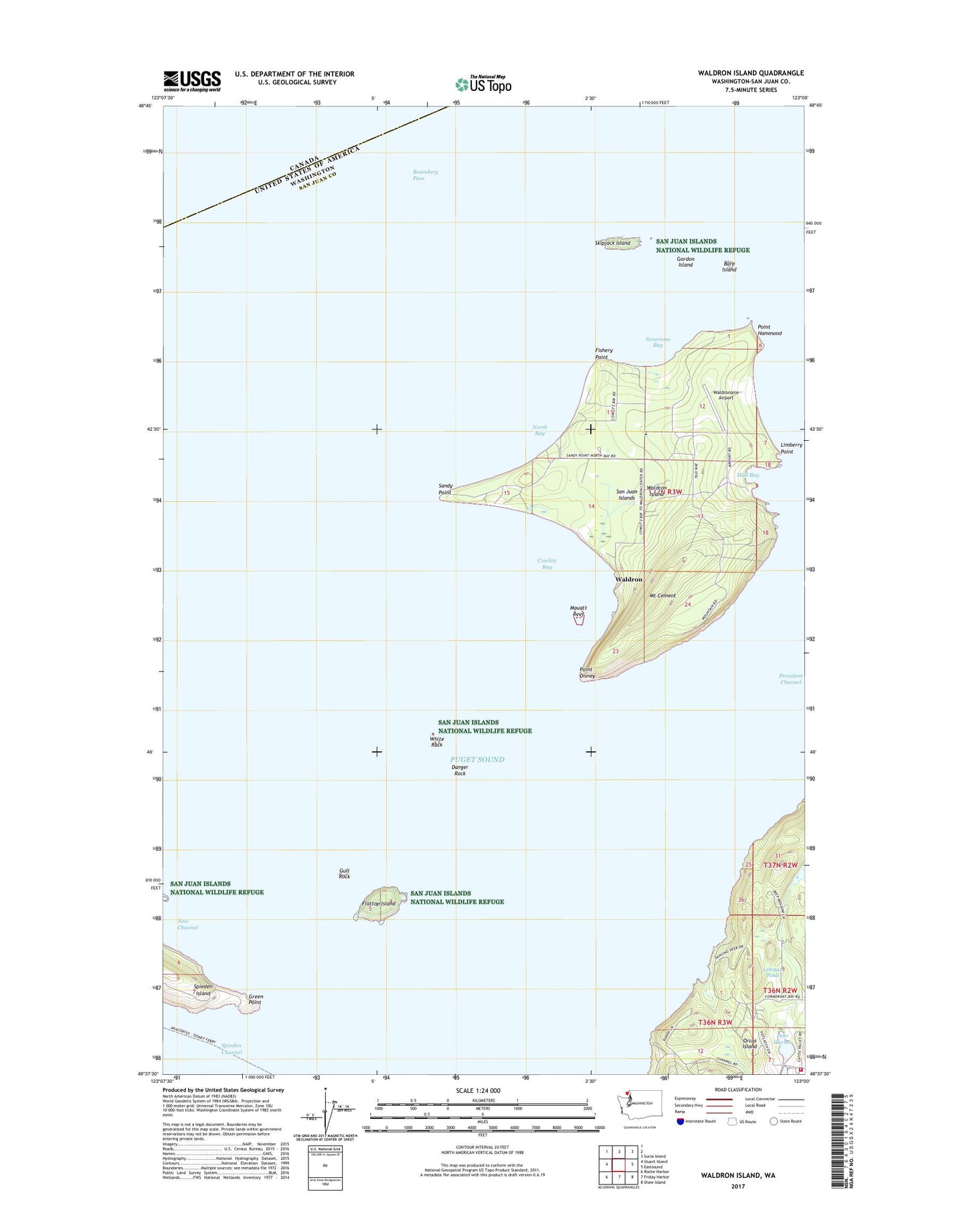 Waldron Island Washington US Topo Map Image
