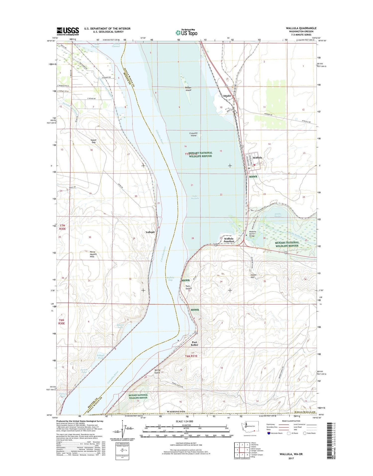 Wallula Washington US Topo Map Image