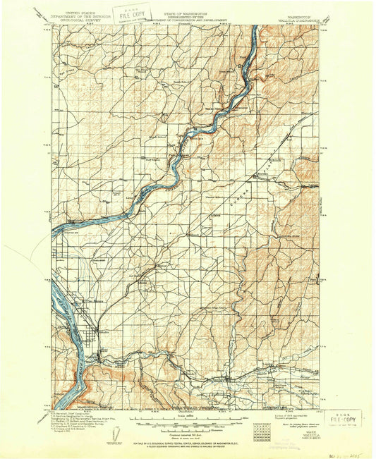 Historic 1918 Wall Ula Washington 30'x30' Topo Map Image