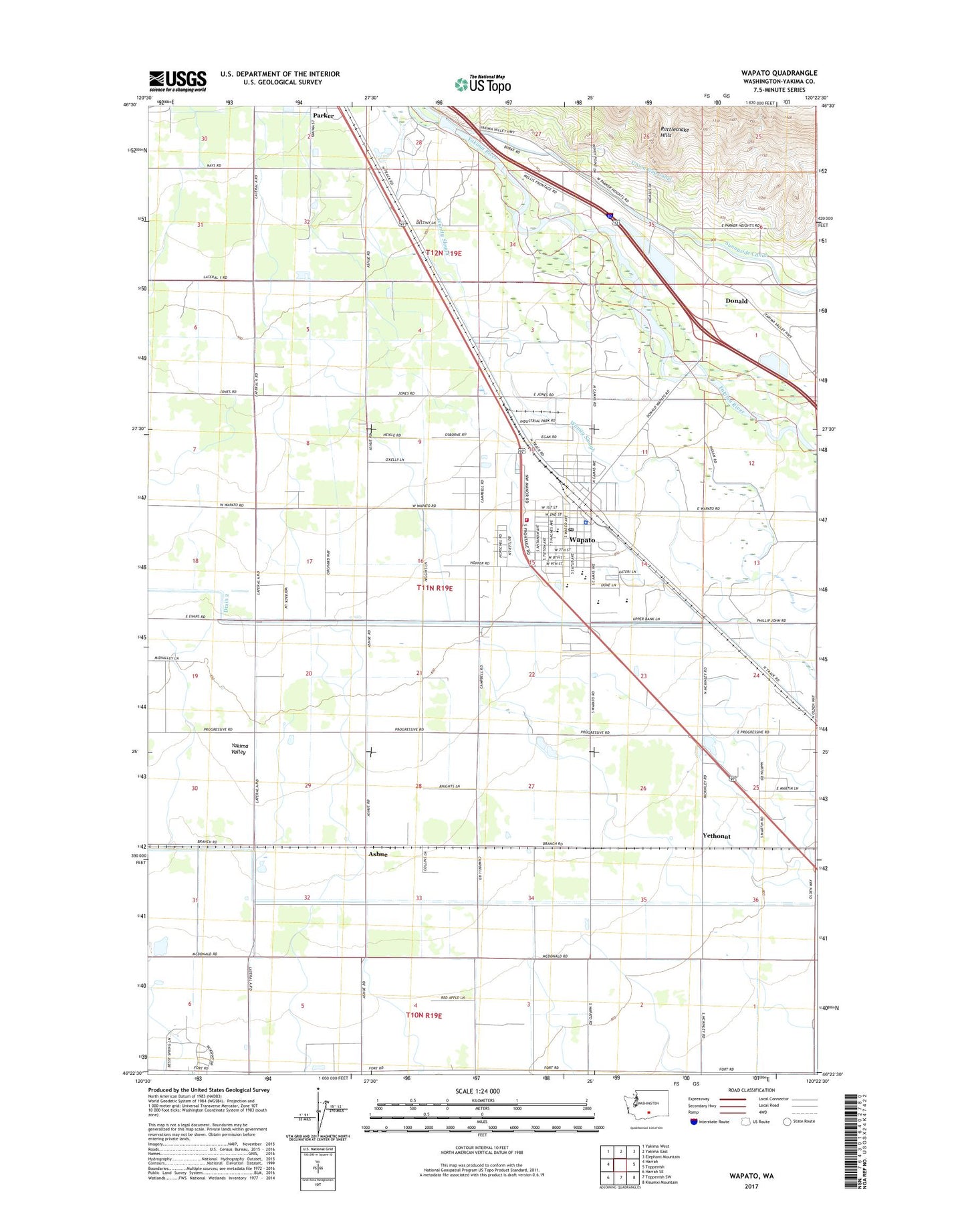 Wapato Washington US Topo Map Image