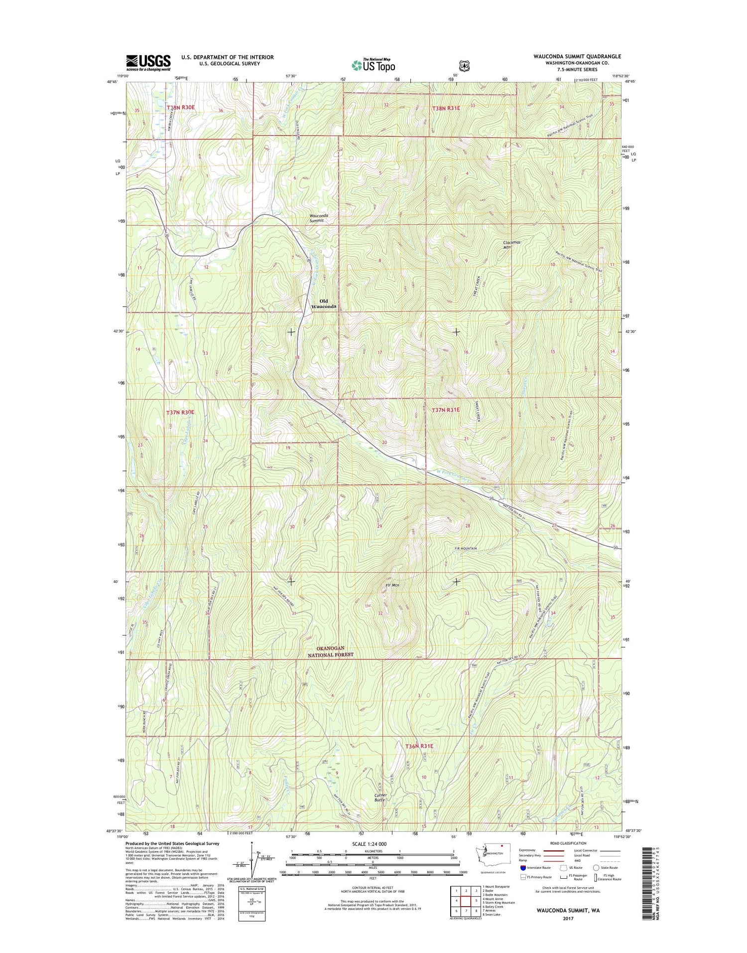 Wauconda Summit Washington US Topo Map Image