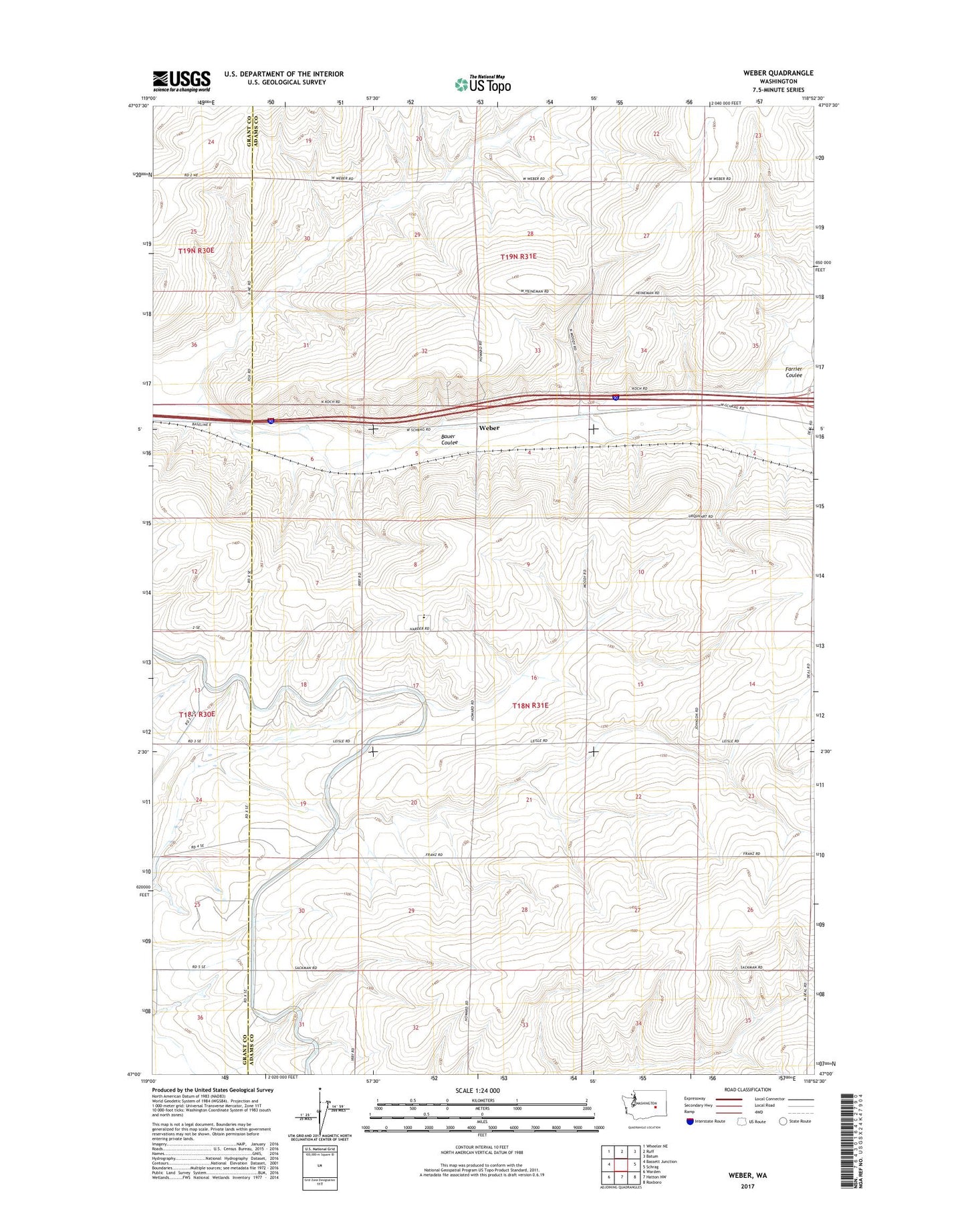 Weber Washington US Topo Map Image