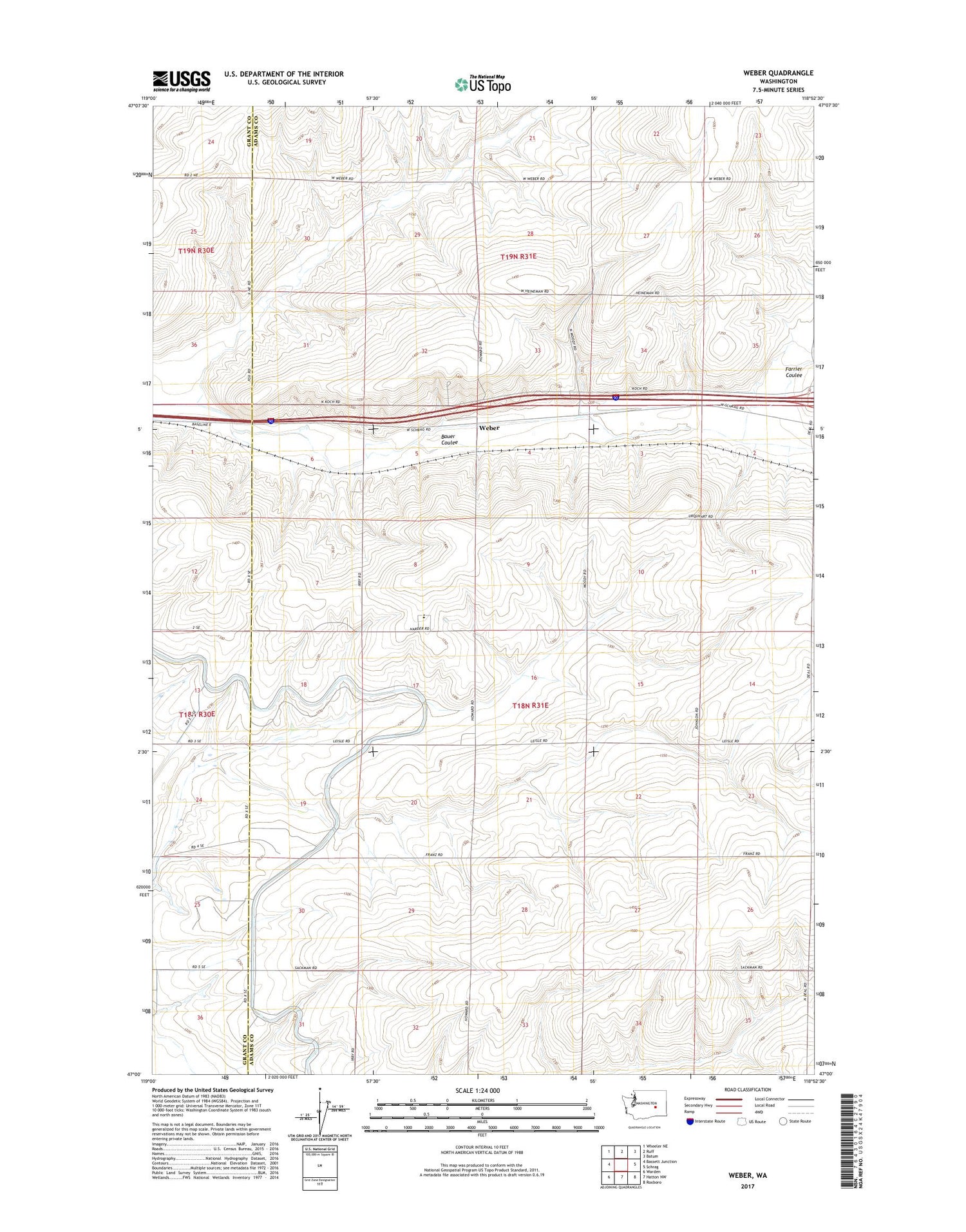 Weber Washington US Topo Map Image