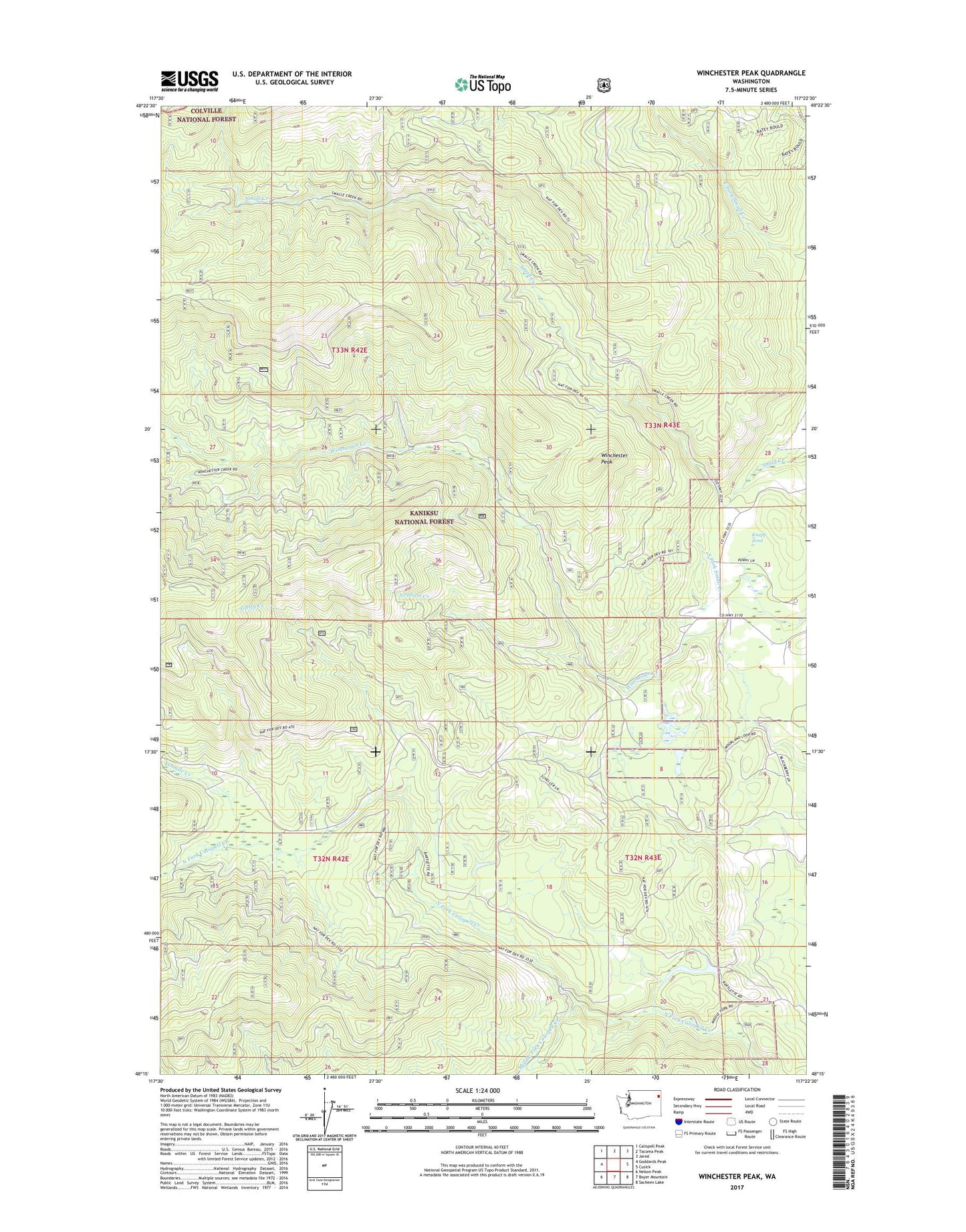 Winchester Peak Washington US Topo Map Image