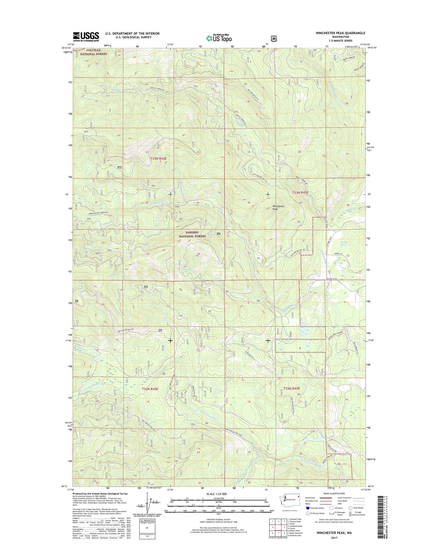 Winchester Peak Washington US Topo Map Image