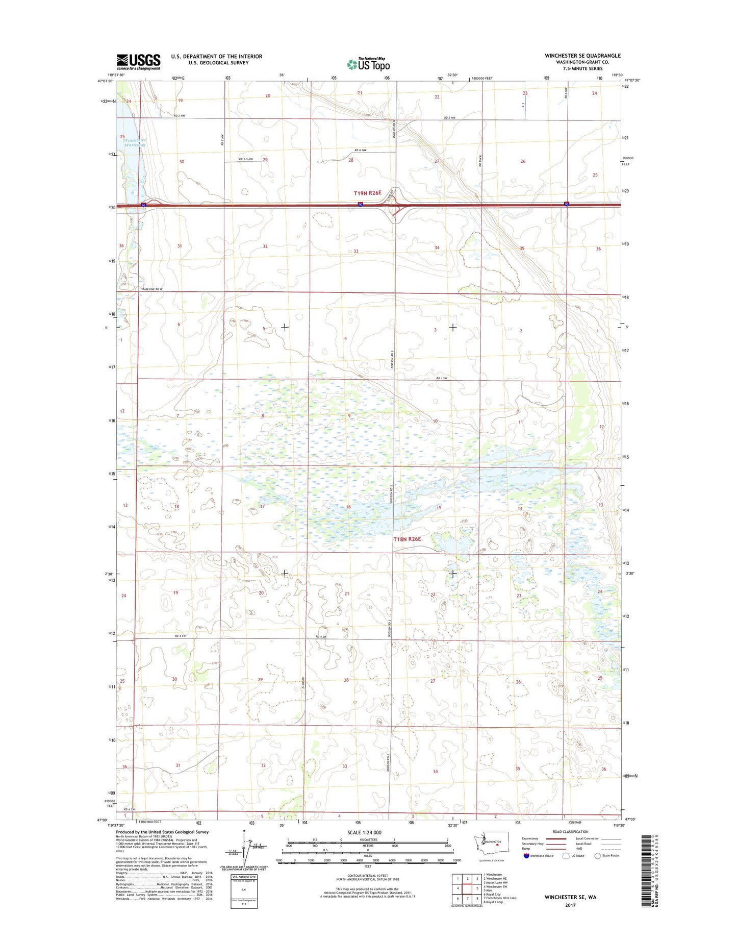 Winchester SE Washington US Topo Map Image