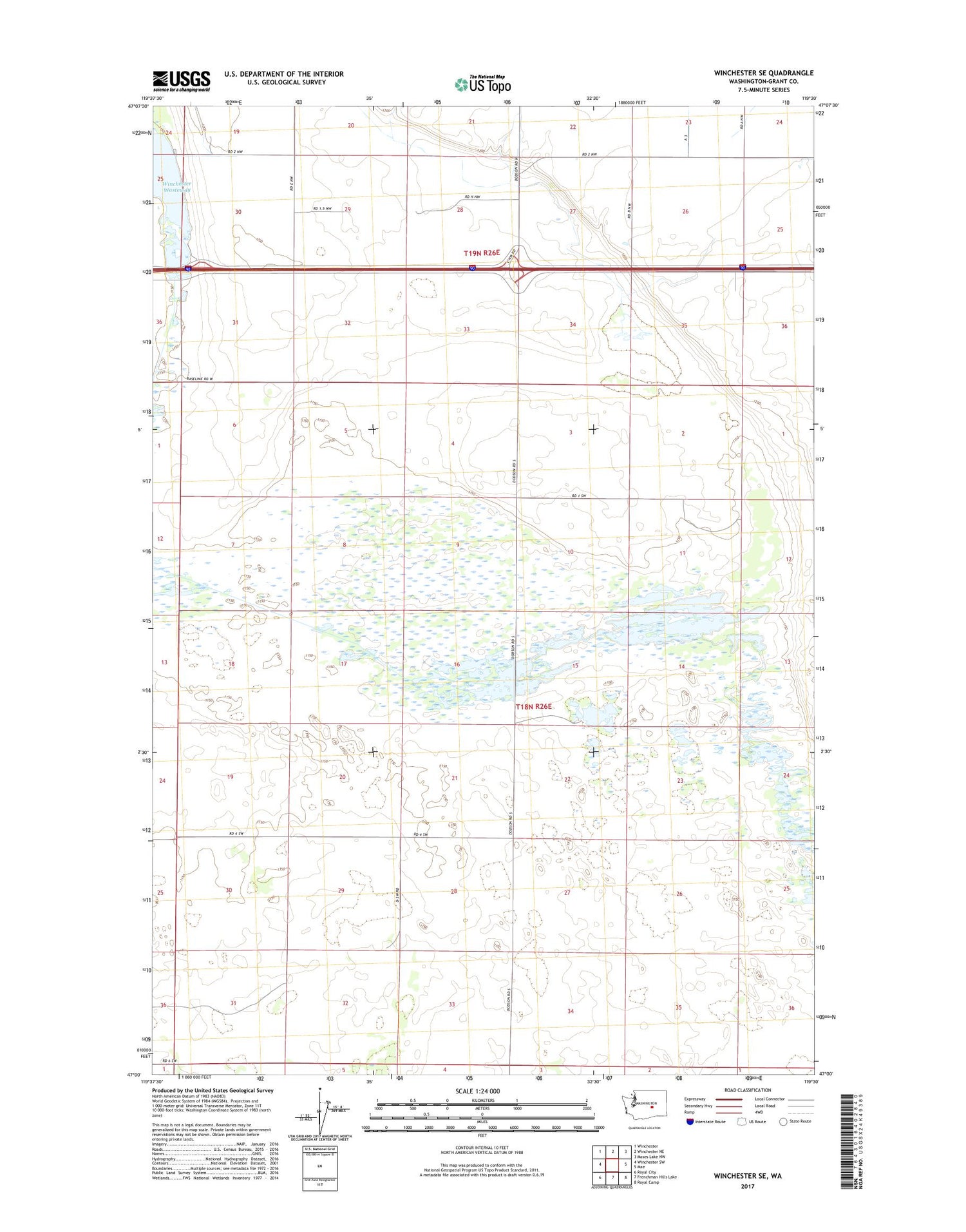 Winchester SE Washington US Topo Map Image
