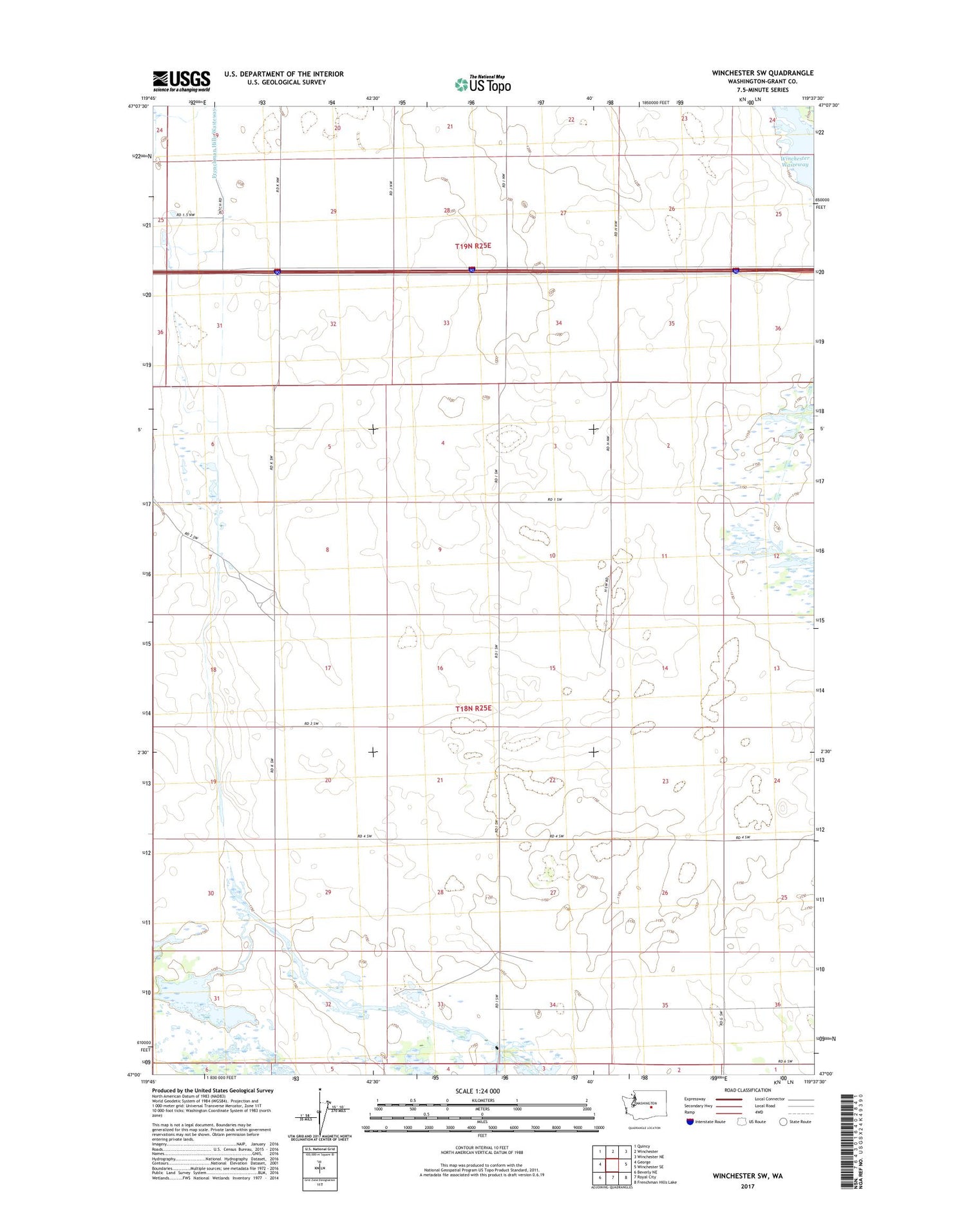 Winchester SW Washington US Topo Map Image