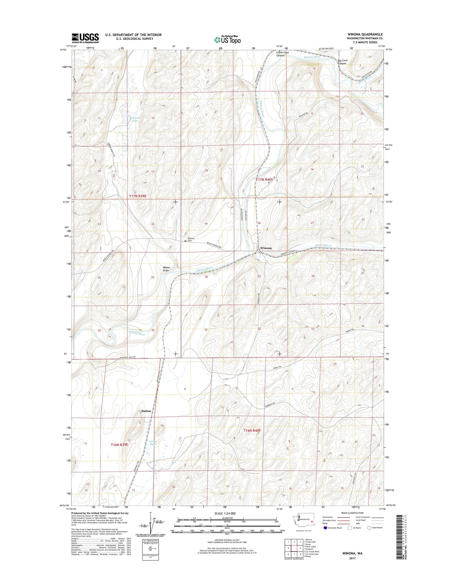 Winona Washington US Topo Map Image