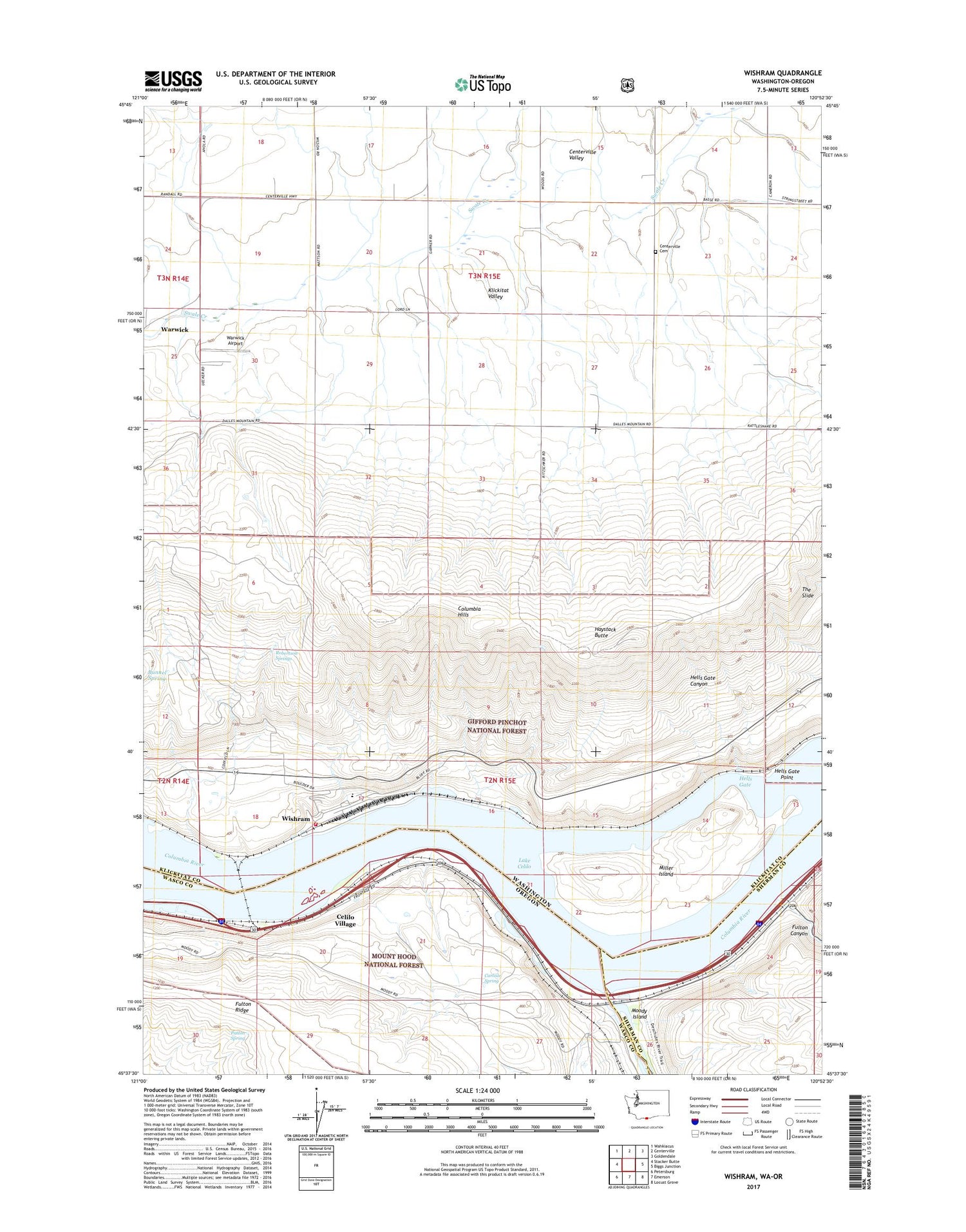 Wishram Washington US Topo Map Image
