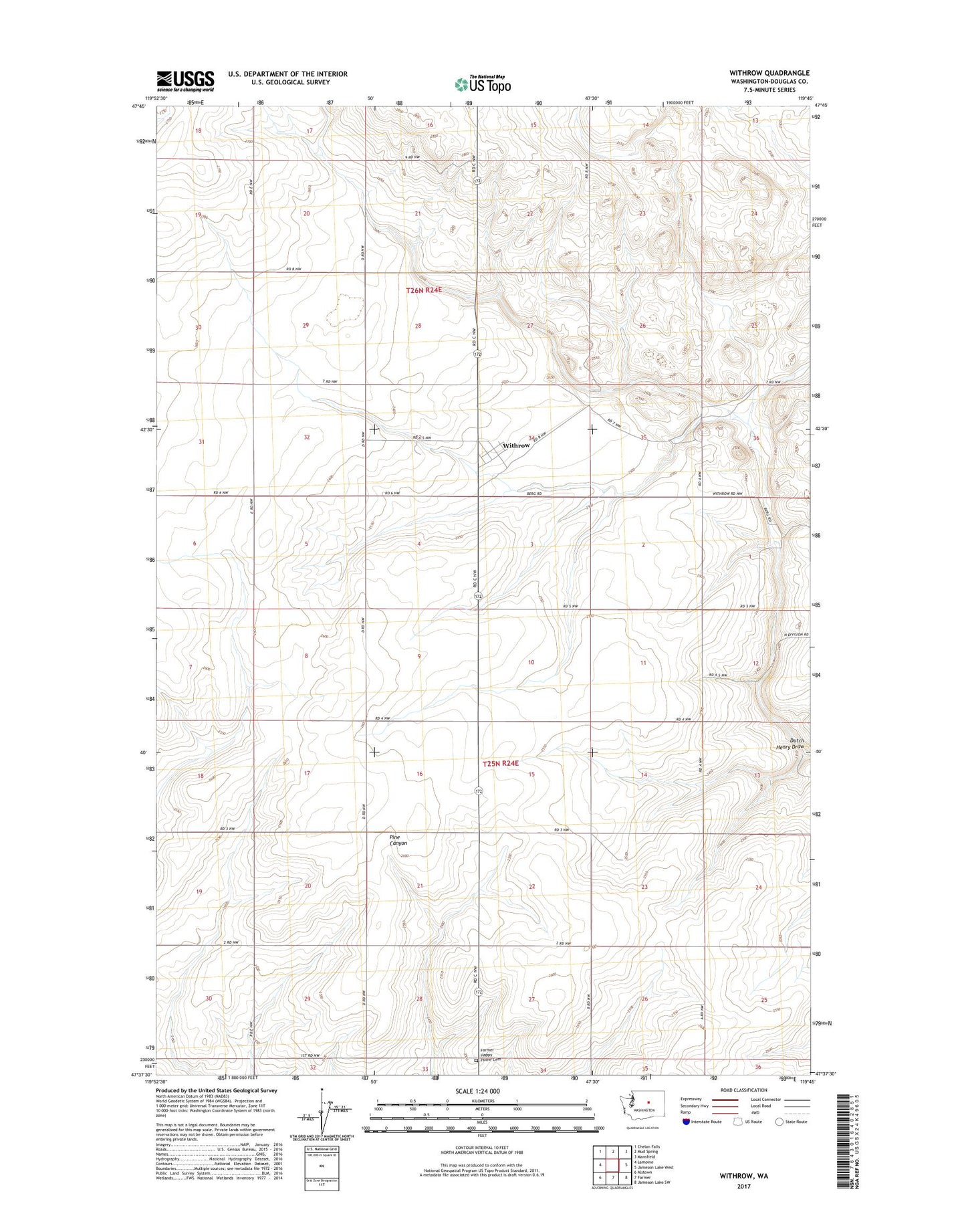 Withrow Washington US Topo Map Image