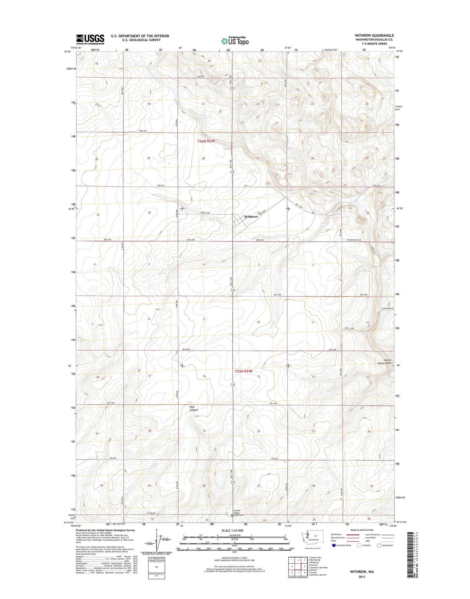 Withrow Washington US Topo Map Image