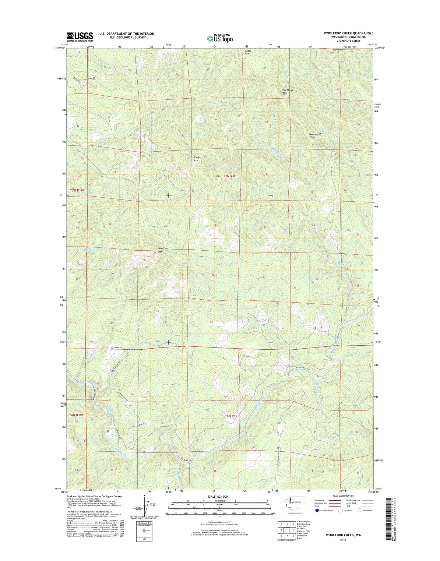 Woolford Creek Washington US Topo Map Image