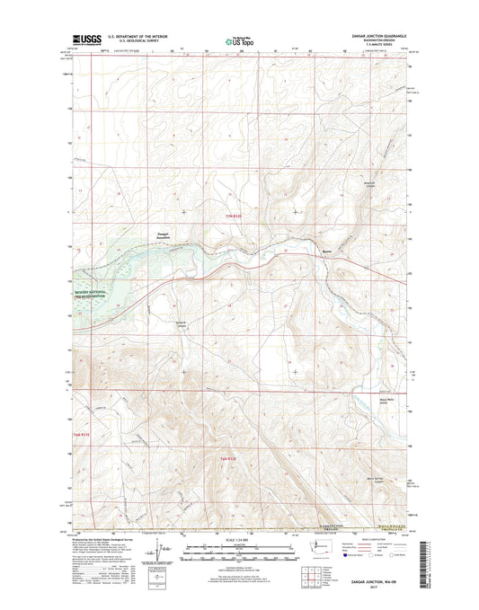Zangar Junction Washington US Topo Map Image