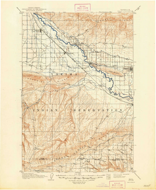 Historic 1910 Zillah Washington 30'x30' Topo Map Image