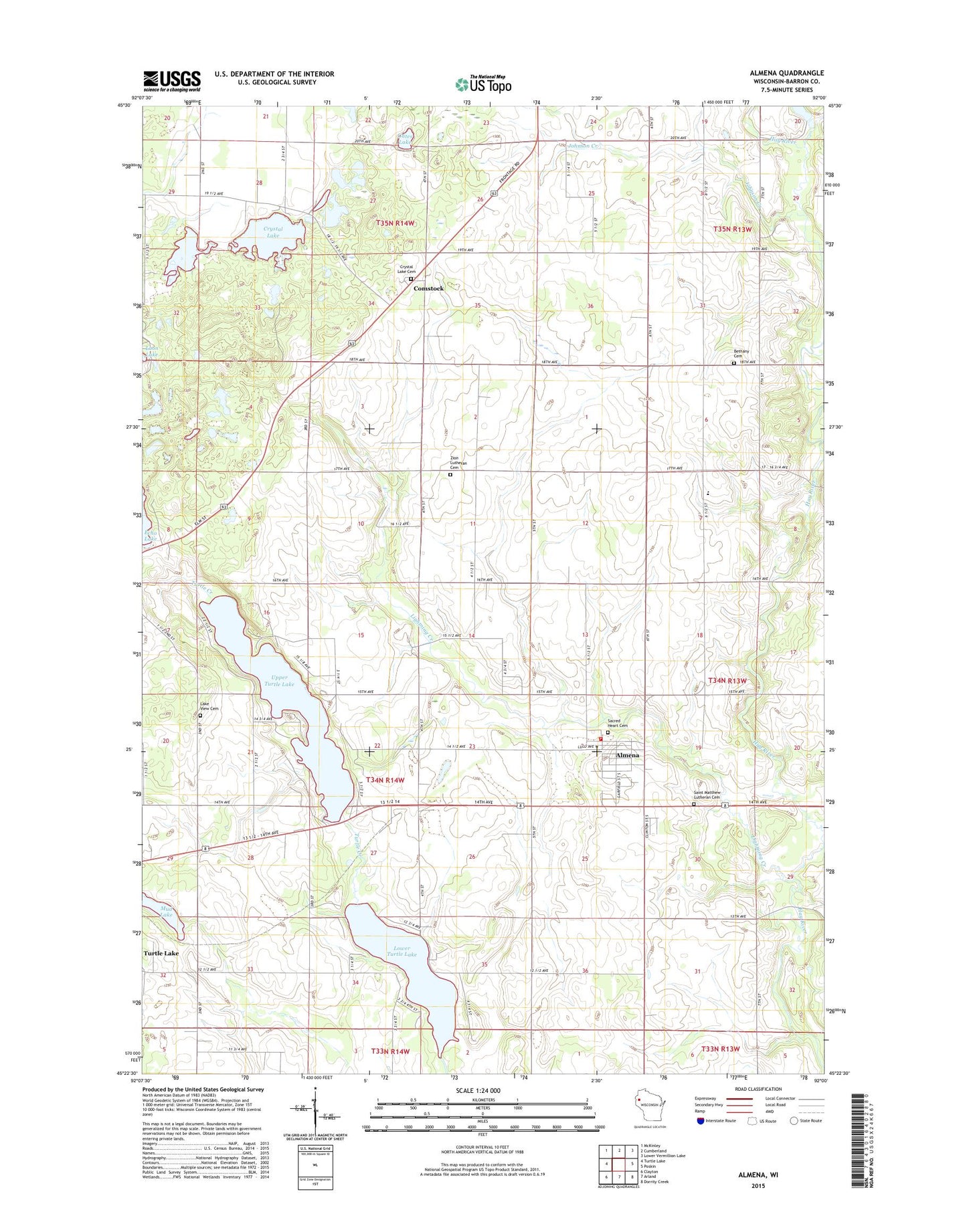 Almena Wisconsin US Topo Map Image