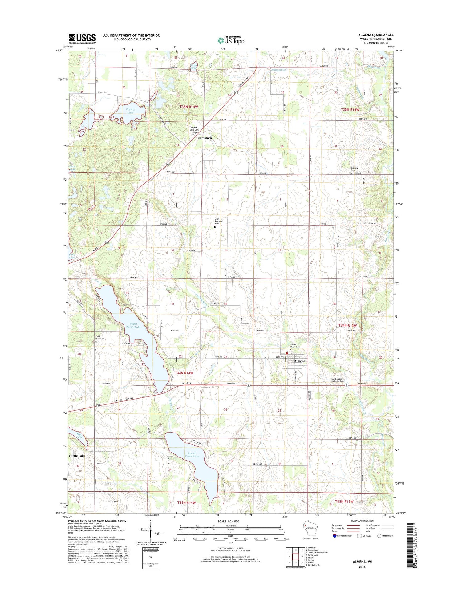 Almena Wisconsin US Topo Map Image