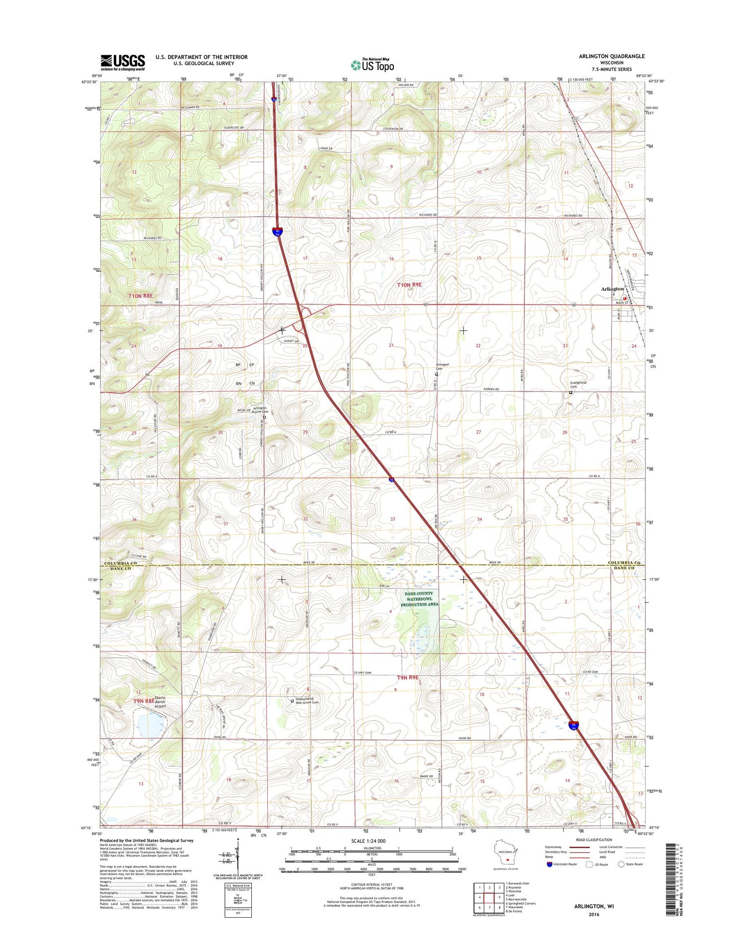 Arlington Wisconsin US Topo Map Image