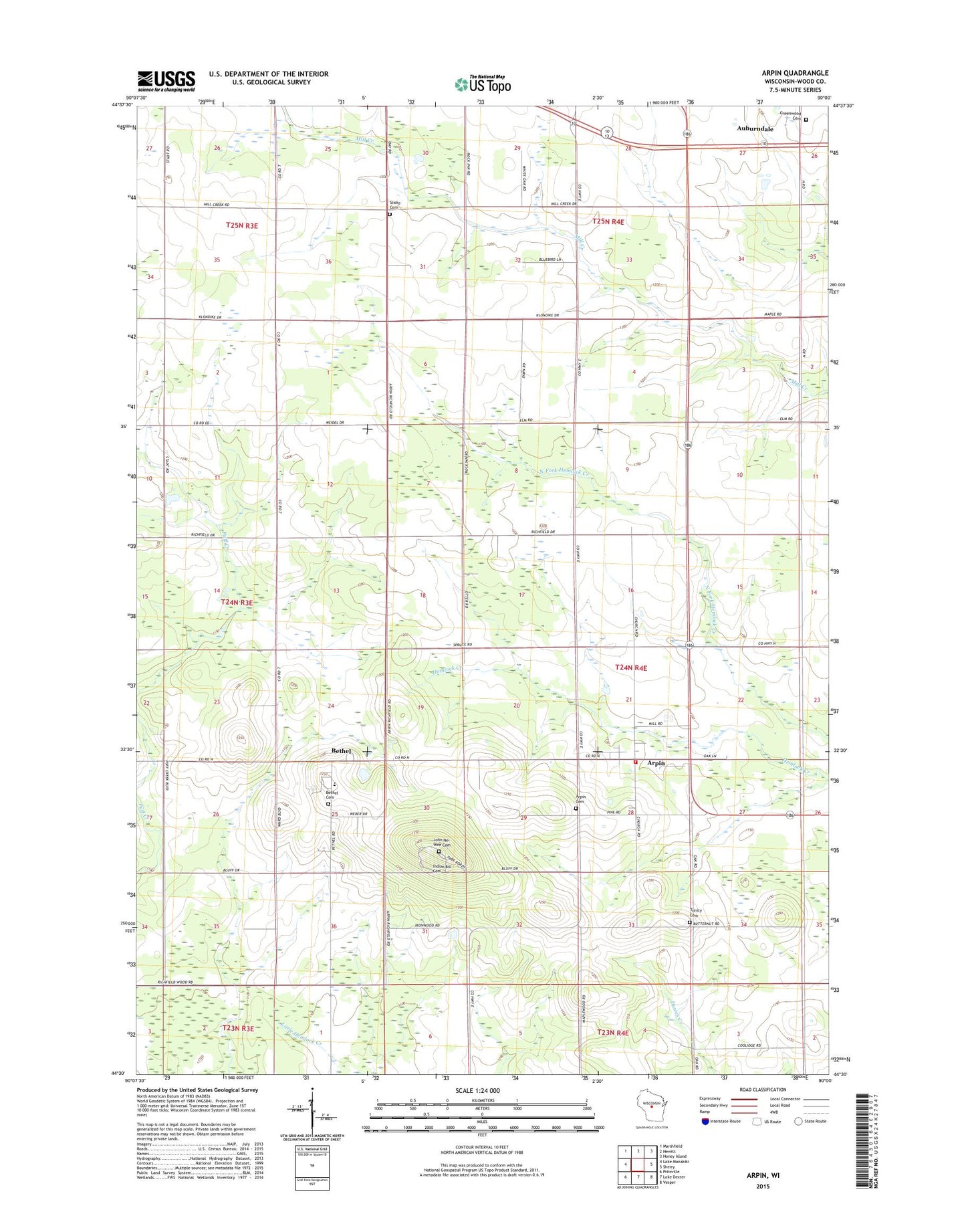 Arpin Wisconsin US Topo Map Image