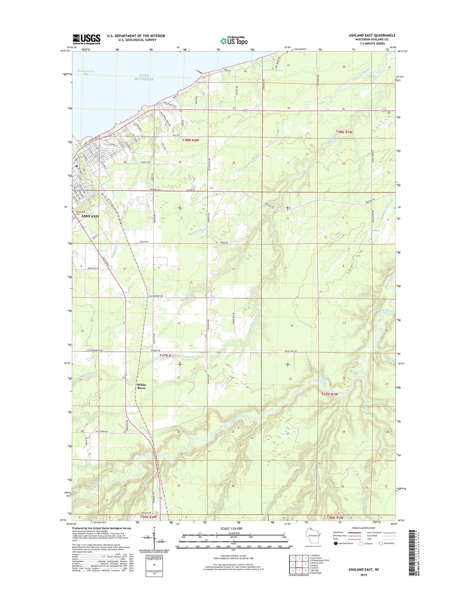 Ashland East Wisconsin US Topo Map Image