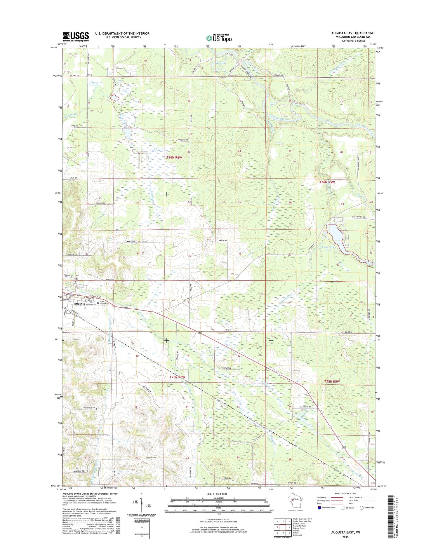 Augusta East Wisconsin US Topo Map Image